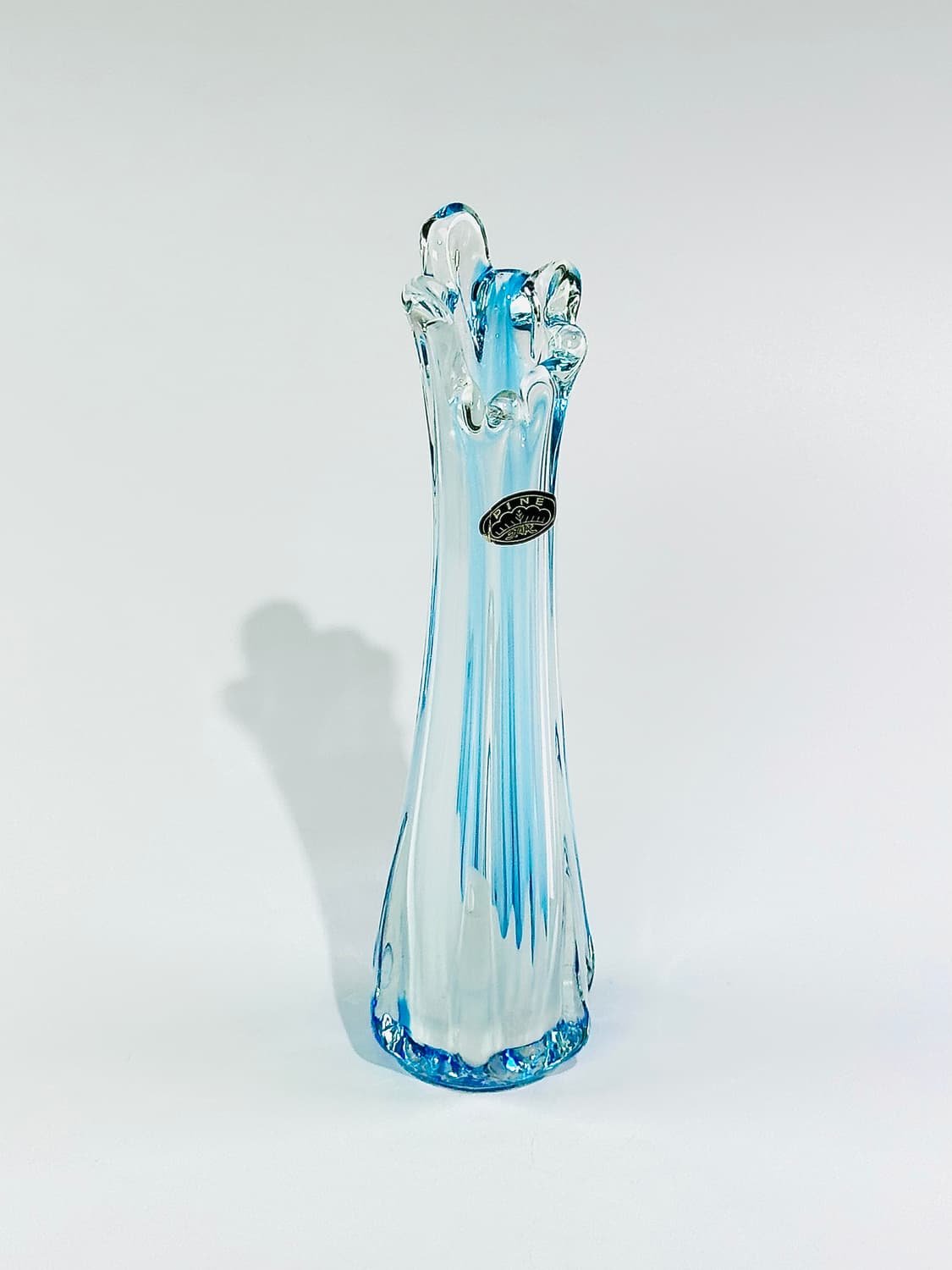 일본 빈티지 TGK Pine 아트글라스 블루 아주르 화병 상품이미지2