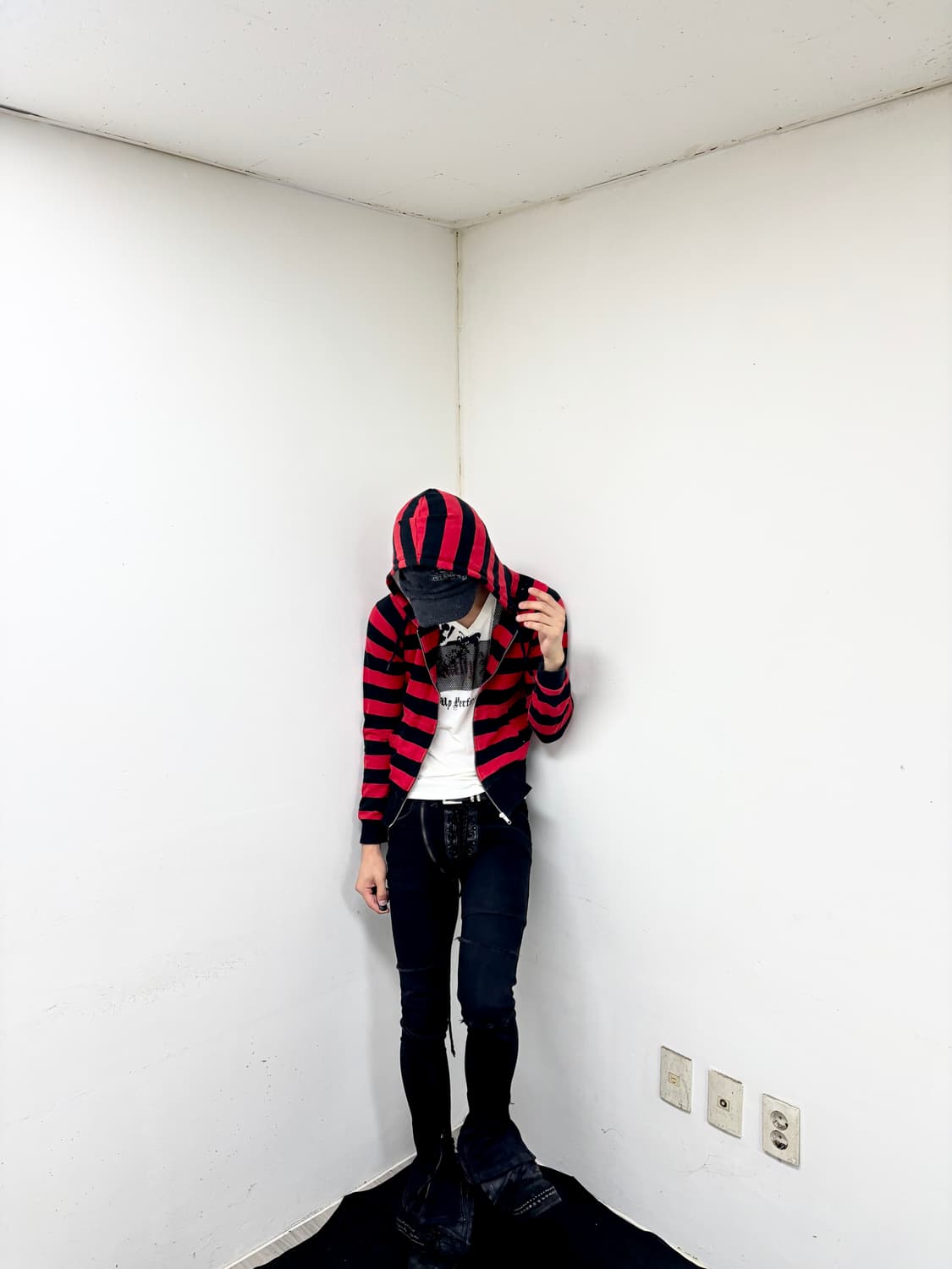 “Vintage” Kitsch Red Stripe Hooded Zip U 상품이미지8