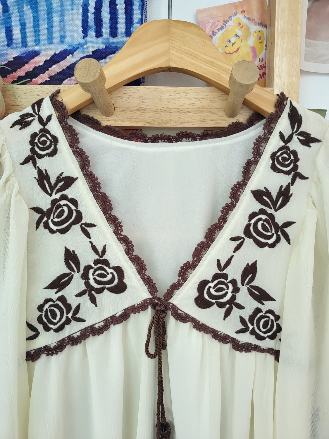 장미 자수 쉬폰 블라우스 빈티지 보헤미안 모리걸 상품이미지2