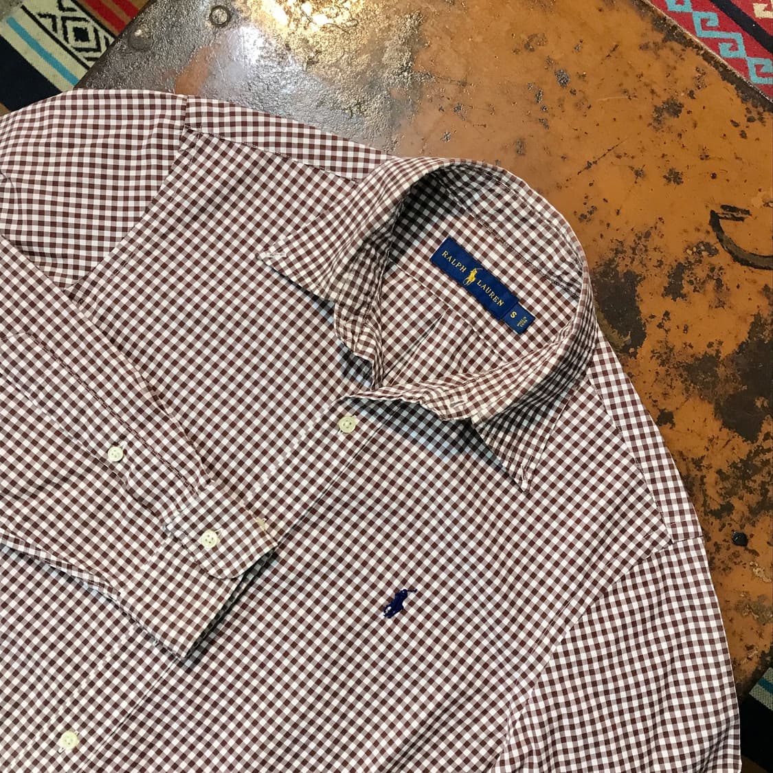 폴로랄프로렌 브라운 깅엄 체크 코튼 셔츠 남성 105 사이즈 상품이미지3