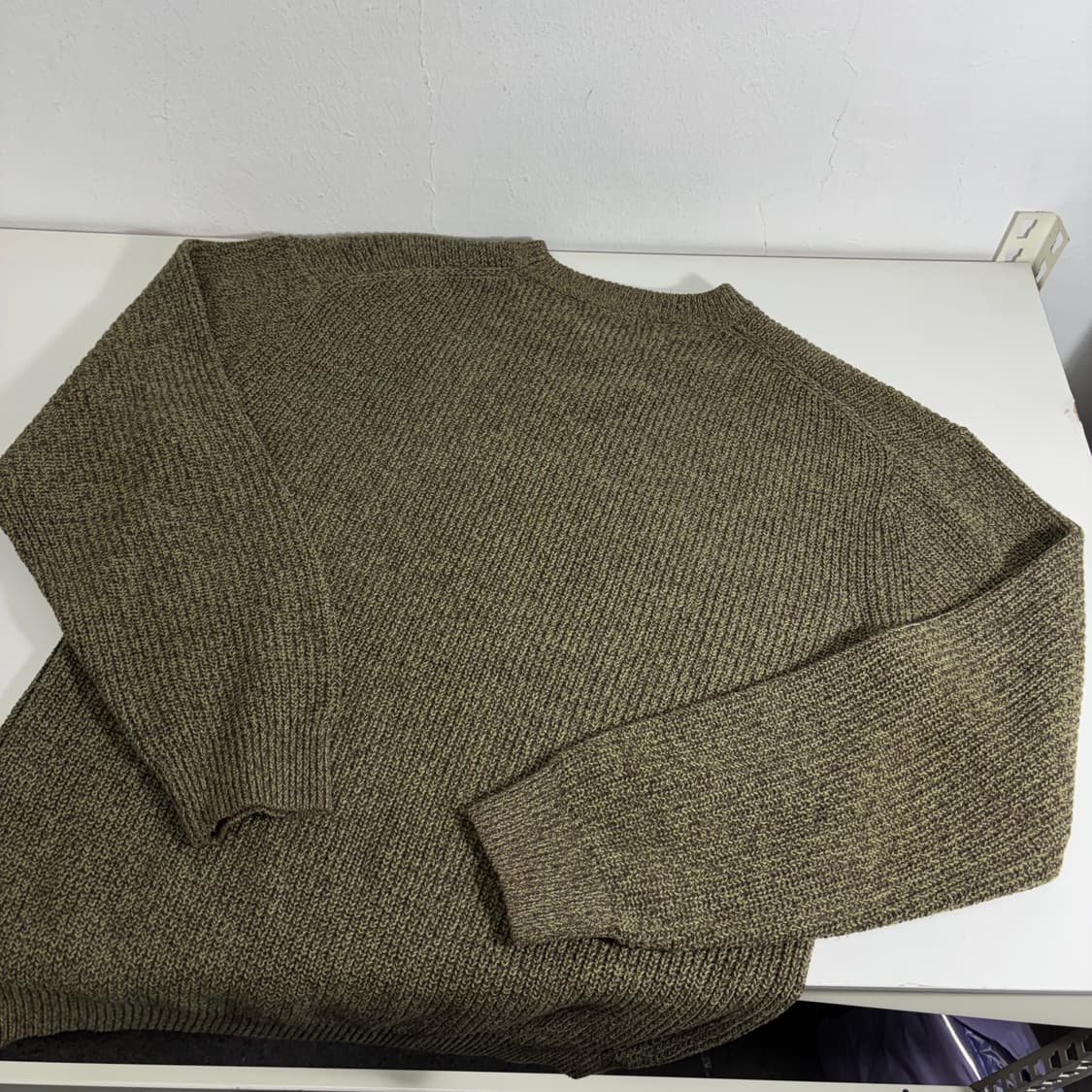 M 100 키뮤어 카키그린 루즈오버핏 라운드 면니트 상품이미지3