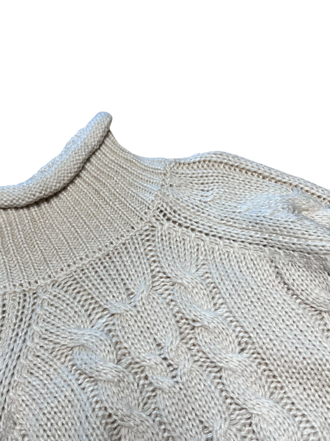 빈티지 터틀넥 꽈배기 크롭니트 아이보리 상품이미지2