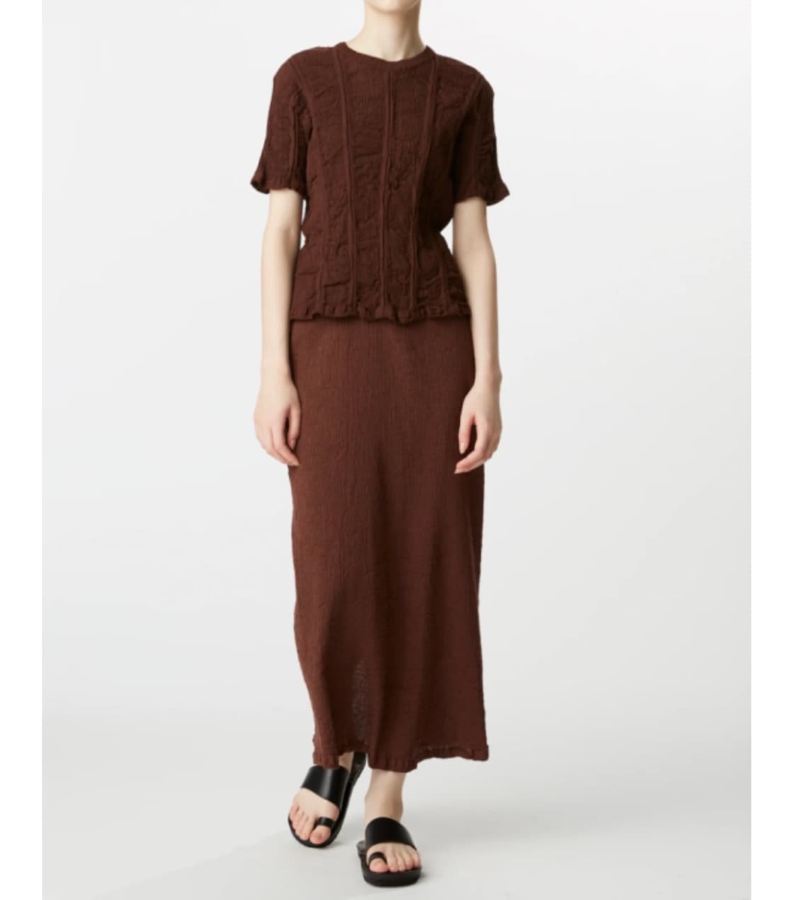 이세이미야케 HaaT 쿄 치지미 스커트 브라운 (해칭 나수브라운 스타일) 상품이미지2