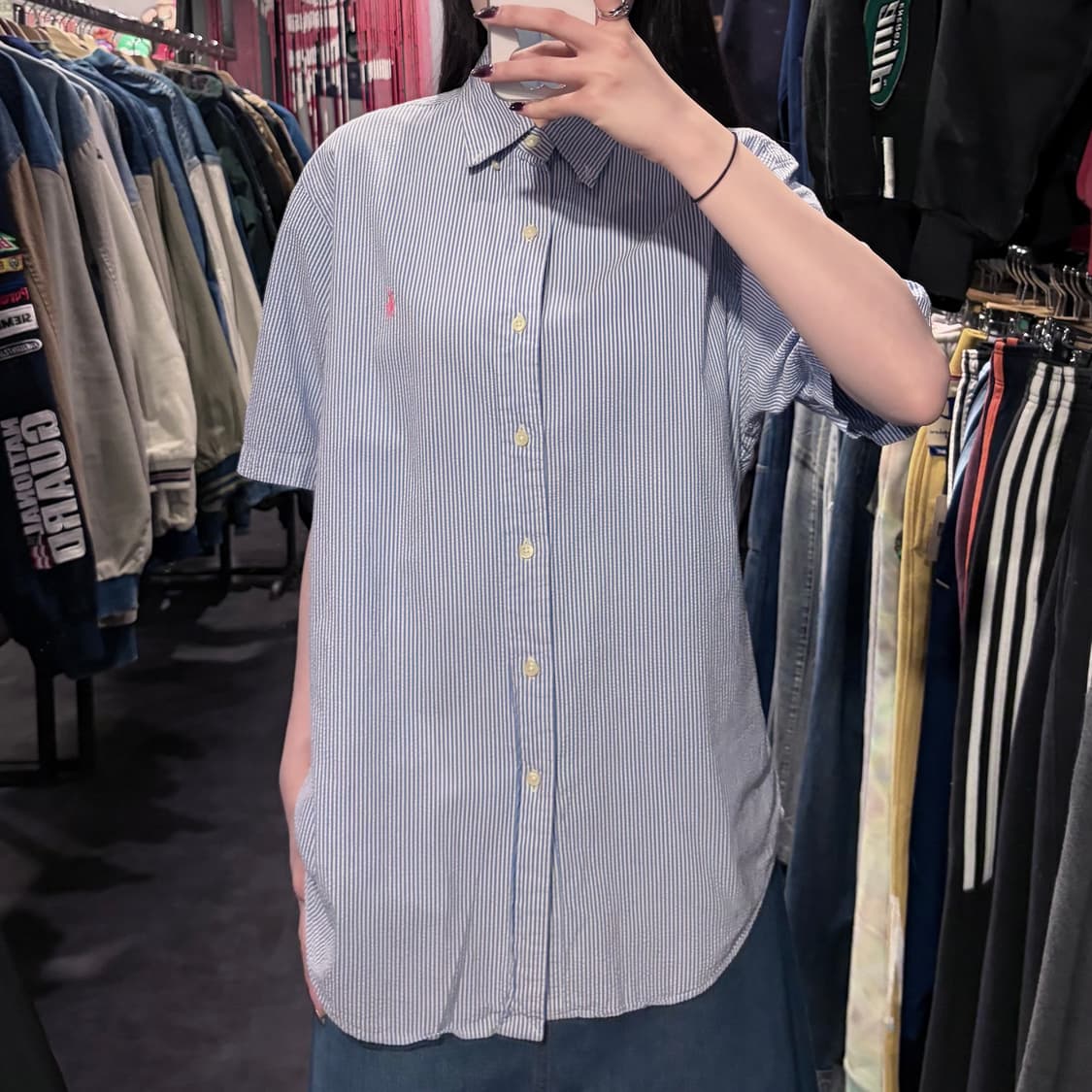 [IM] 폴로랄프로렌 시어서커 반팔 셔츠 블루 스트라이프 상품이미지4