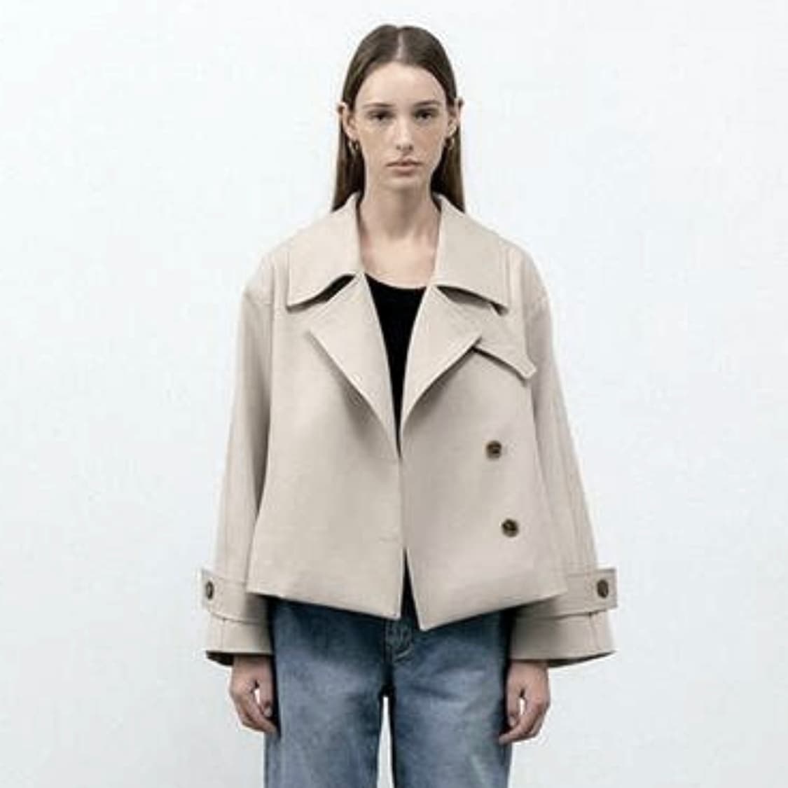 르와(L'oiE) 숏 더블 트렌치자켓 프리사이즈 새상품 상품이미지2