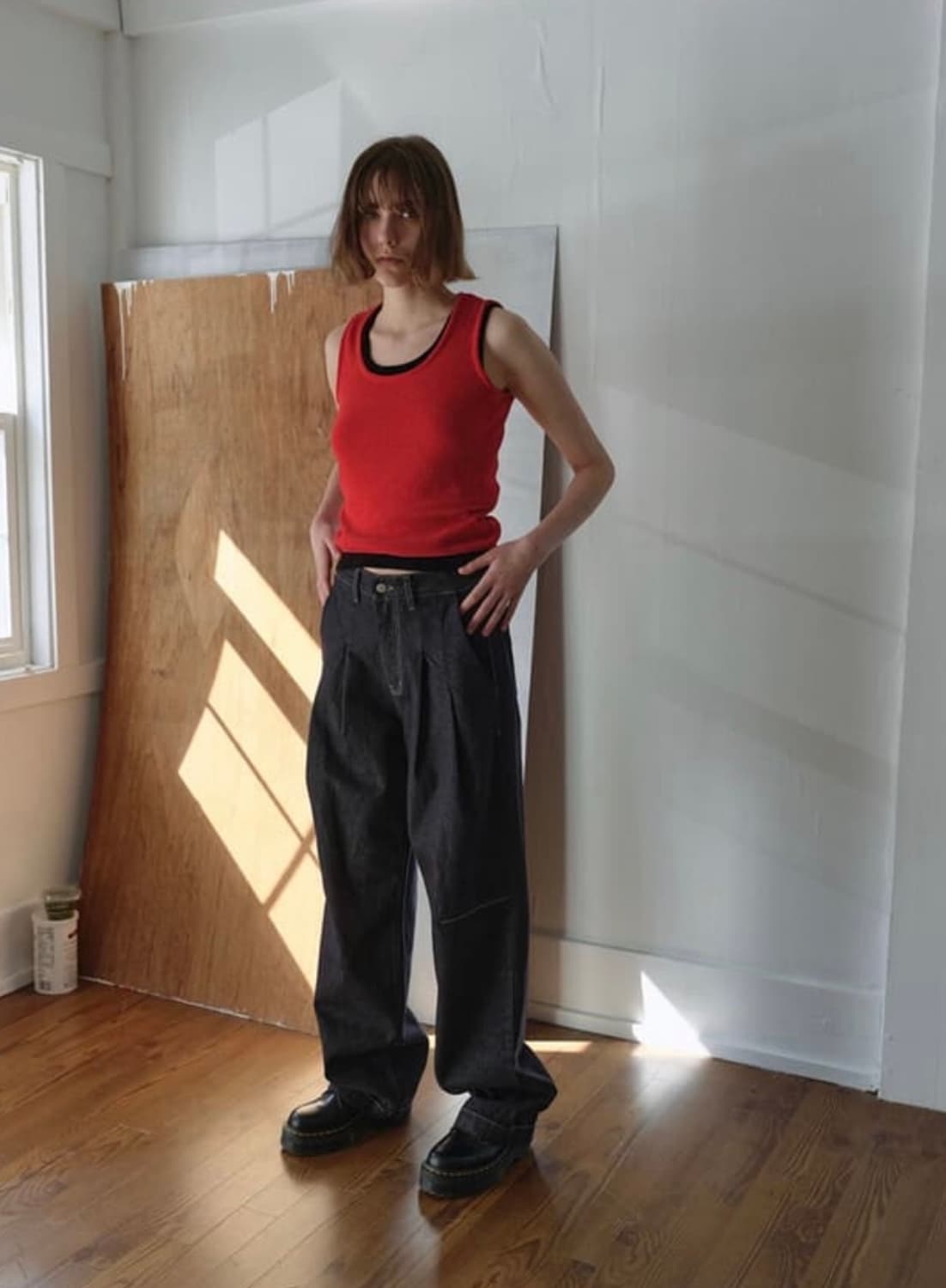 아옵트 투턱 와이드 데님 팬츠 / 인디고 상품이미지2