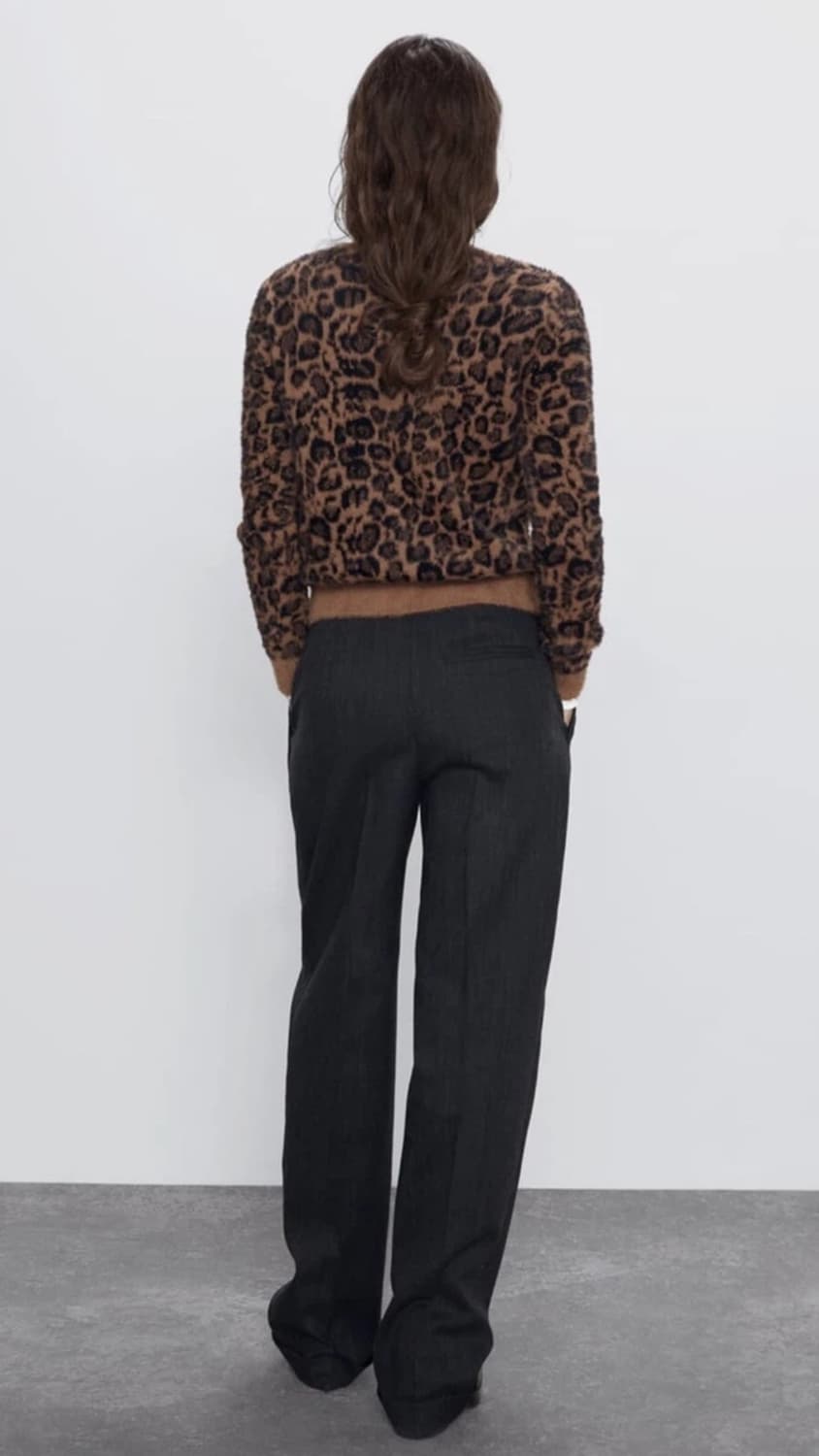 [L] ZARA 자라 애니멀 레오파드 호피 자카드 니트 가디건 상품이미지5