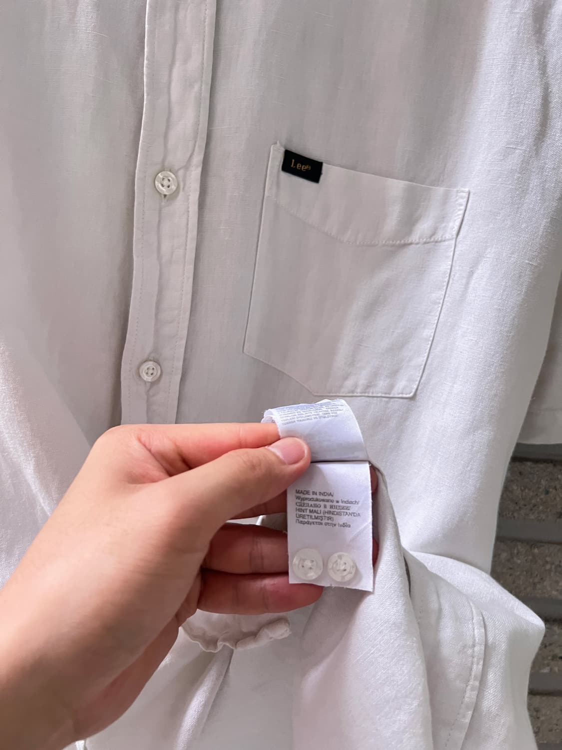[XL]Lee 싱글포켓 화이트 코튼 린넨 셔츠 상품이미지5