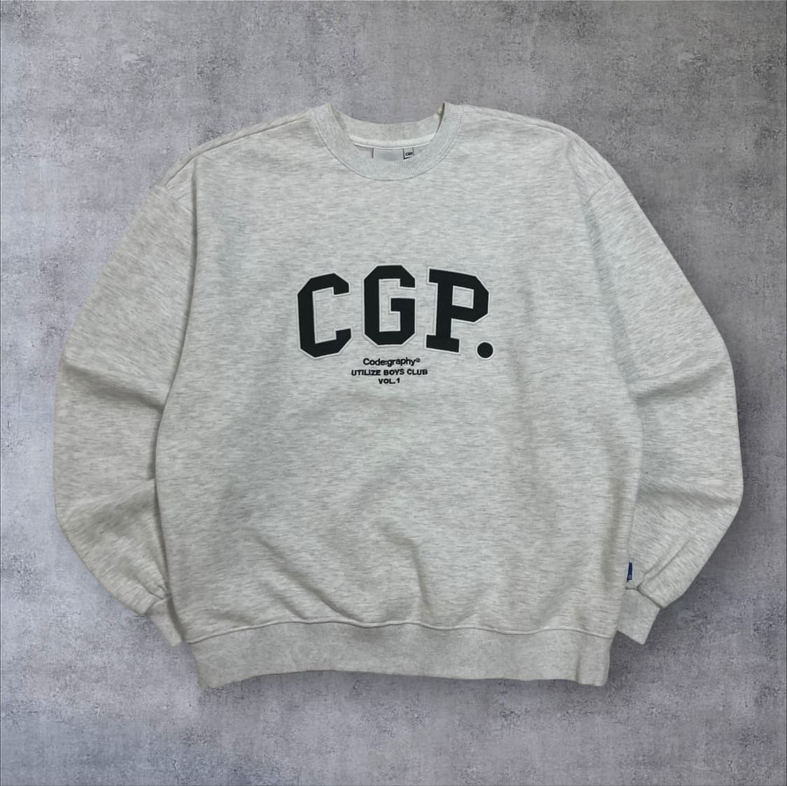 코드그라피 스펠아웃 빅로고 멜란지 그레이 맨투맨 상품이미지1
