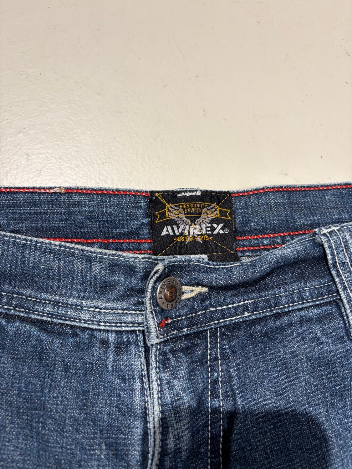 00s Avirex 워시드 데님 와이드 팬츠 (36×30) 상품이미지6