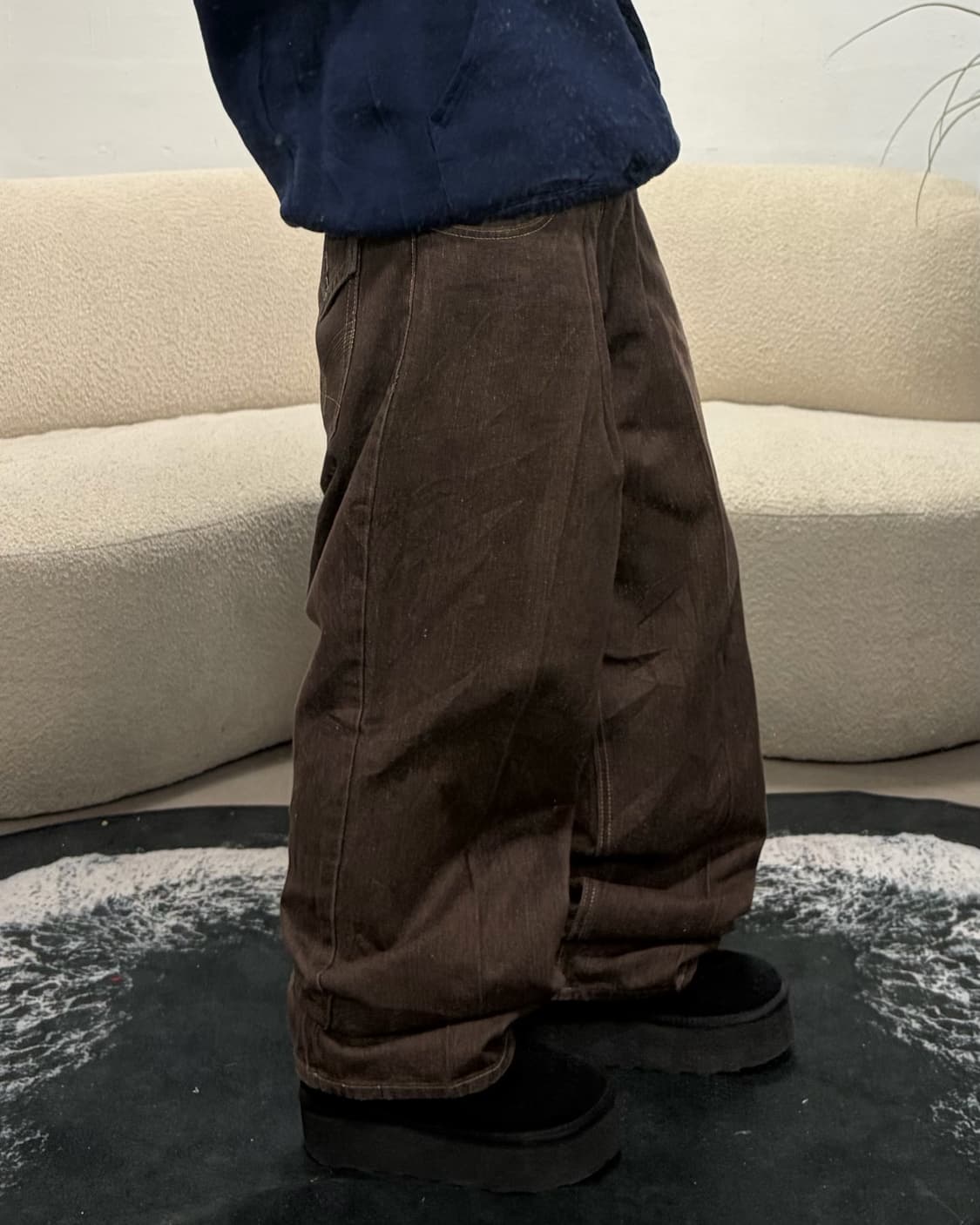 90s 빈티지 브라운 데님 와이드팬츠 상품이미지3