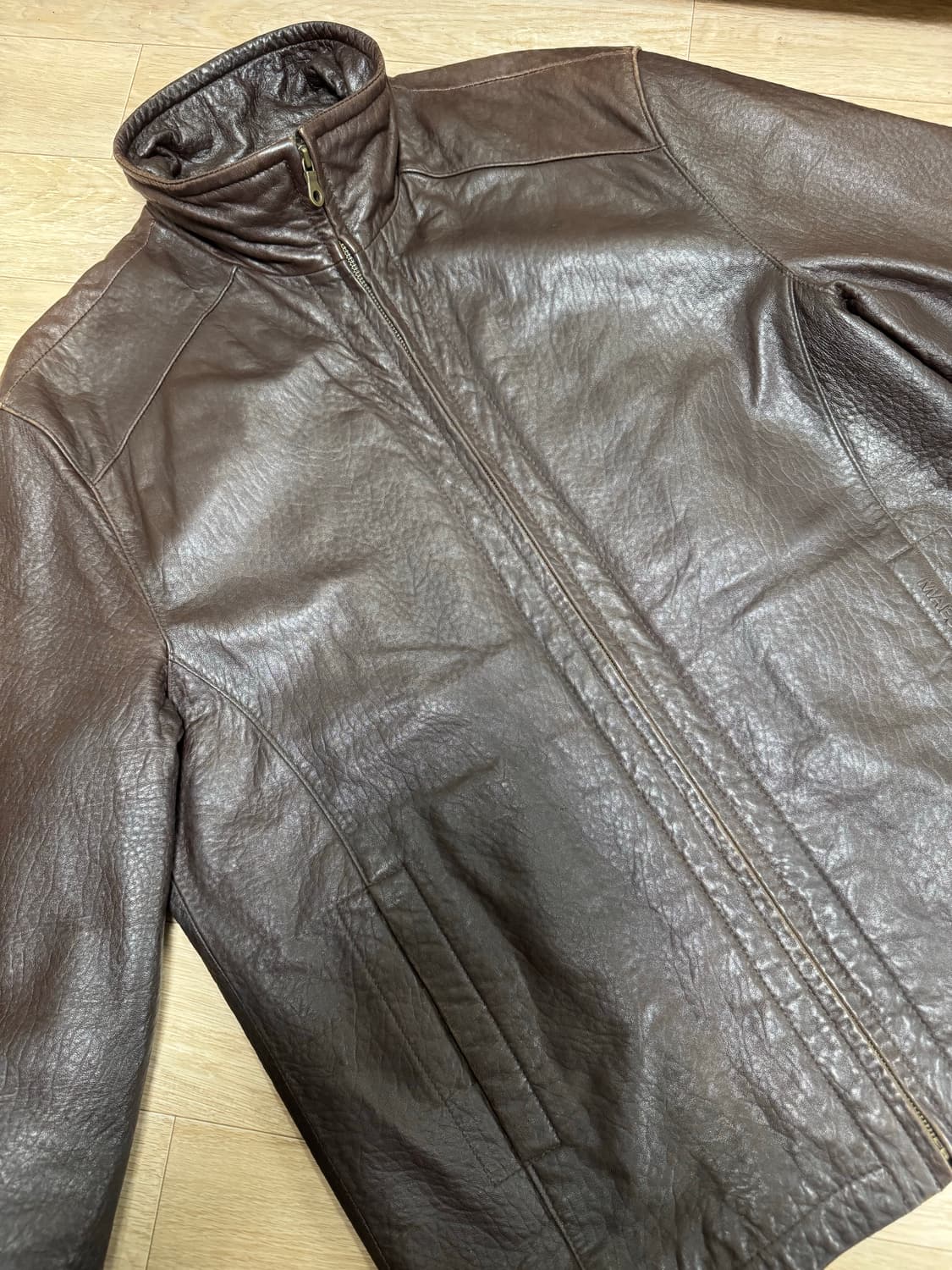 빈티지 마에스트로 브라운 양가죽 레더 가죽 자켓 상품이미지3