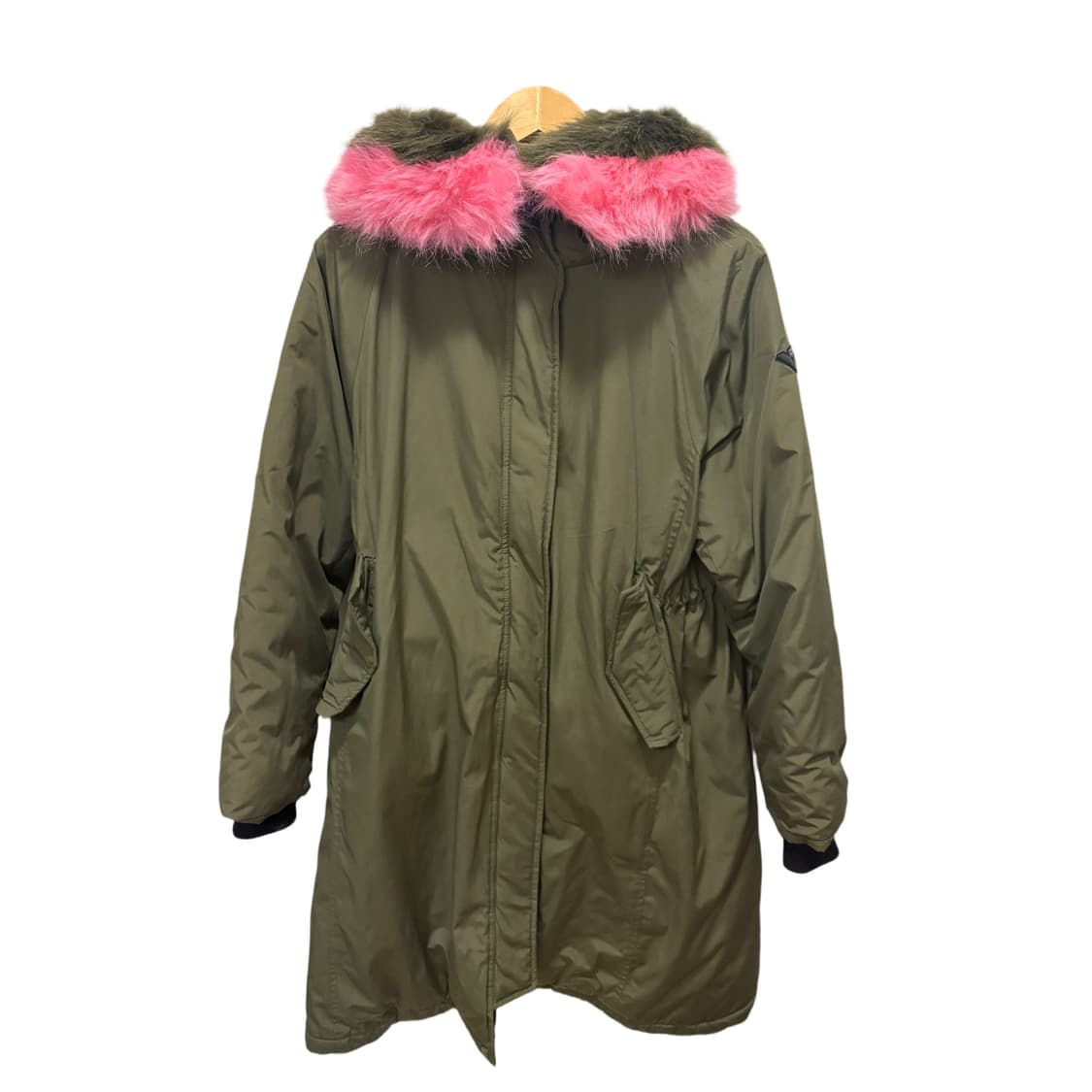 빈티지 PONY 핑크카키퍼 후드 롱 패딩 코트 상품이미지9