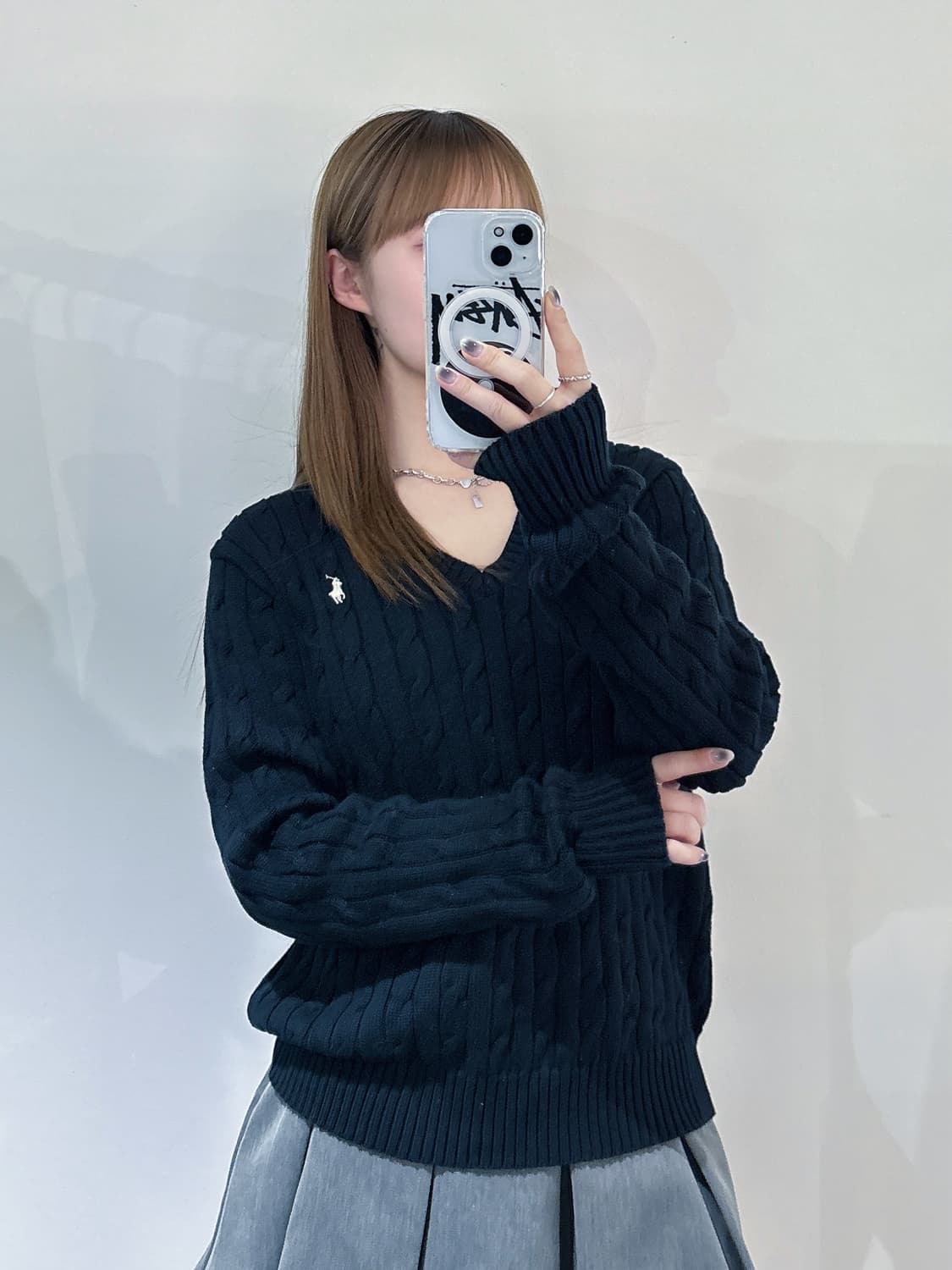 폴로랄프로렌 블랙 포니 케이블 브이넥 니트 상품이미지2