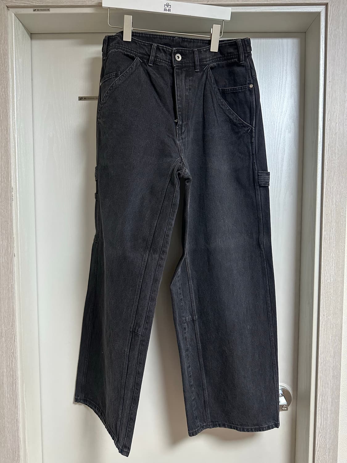 폴리테루 해머 데님 팬츠 워시드블랙 3사이즈 상품이미지1