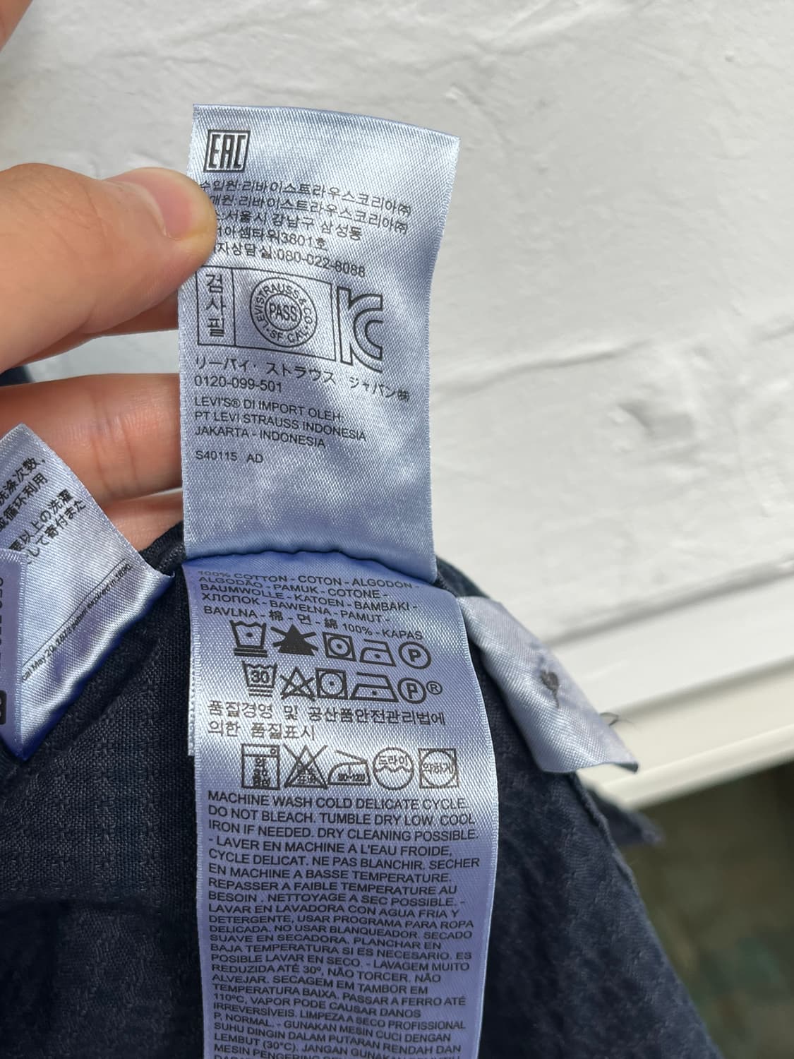 Levis 네이비 시어서커 긴팔셔츠 남방 L 상품이미지7