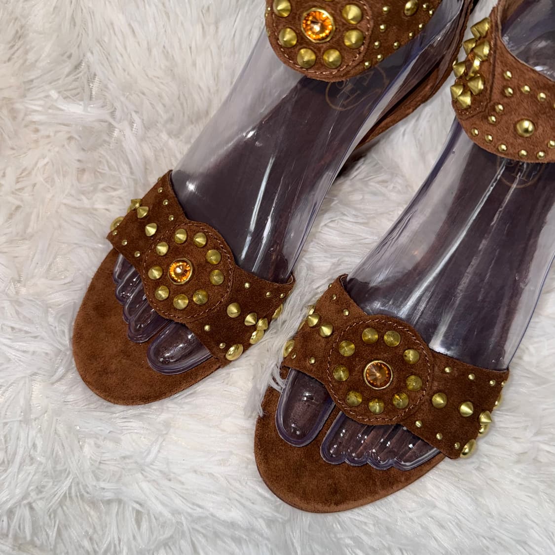 230 Ash 아쉬 스터드 브라운 스웨이드 웨지 샌들 상품이미지2