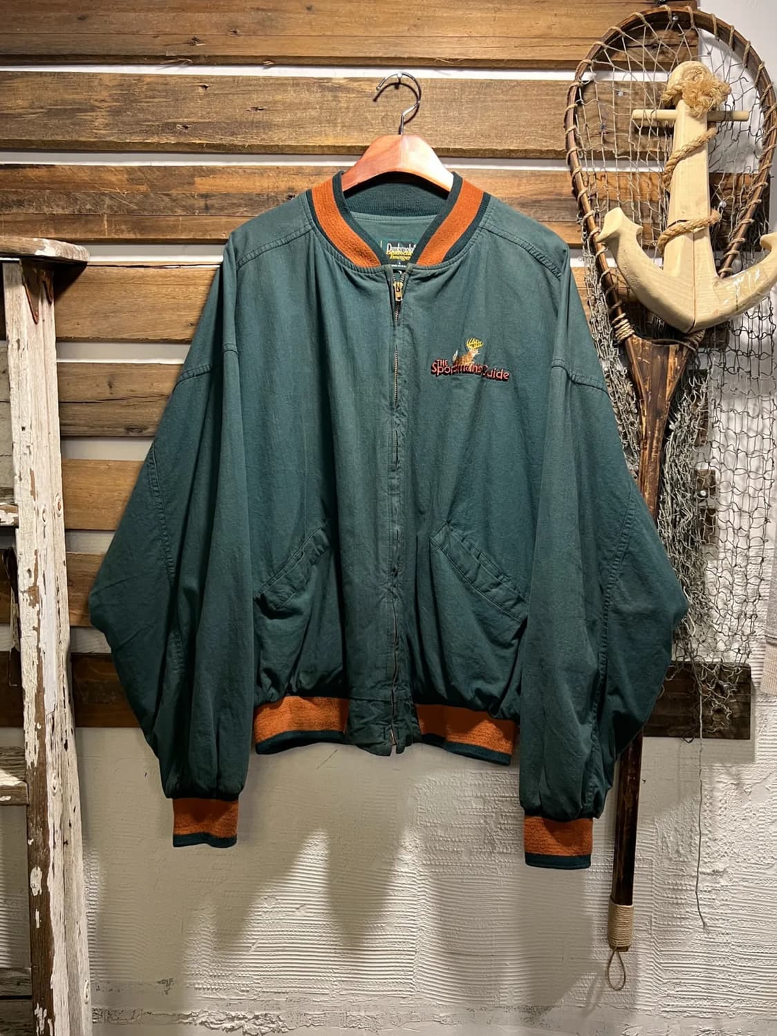 [L]80's Dunbrooke USA Made 빈티지그린 바시티 자켓 상품이미지1
