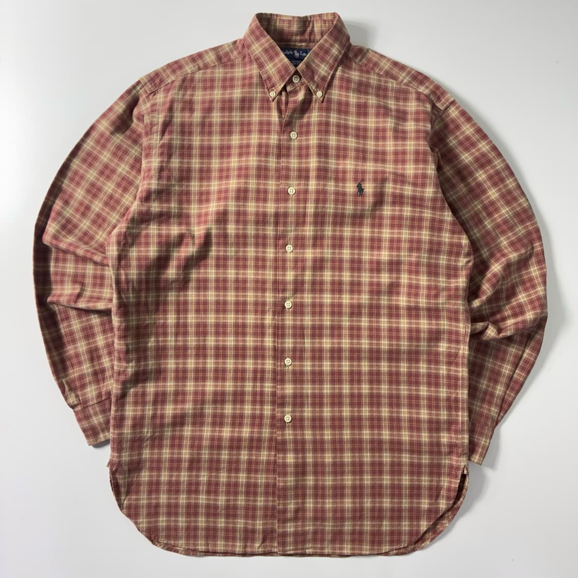 Polo  폴로 랄프로렌 자수 코튼 레드 브라운 체크 셔츠  상품이미지1