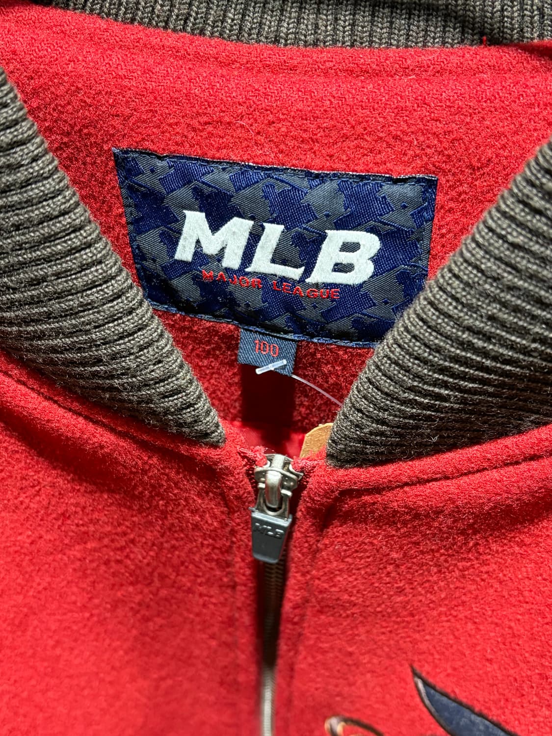 L MLB 메이저리그 타이거 빅로고 레더 울 바시티 상품이미지7