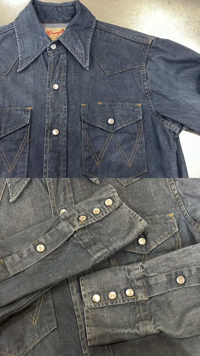 60~70s Wrangler 랭글러 웨스턴 데님 셔츠 슬림핏 상품이미지9