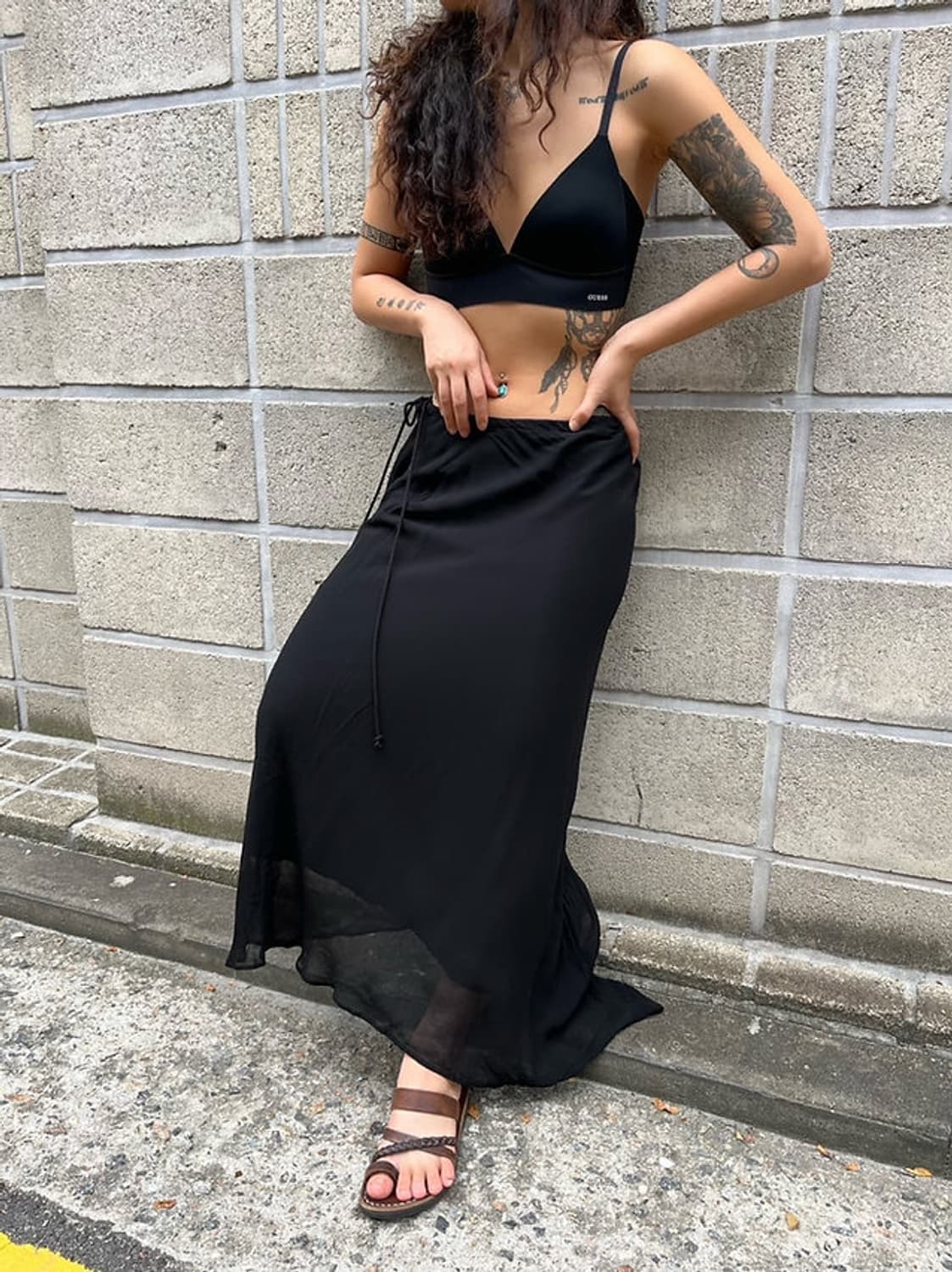 요지야마모토 스트랩 롱 스커트 상품이미지1