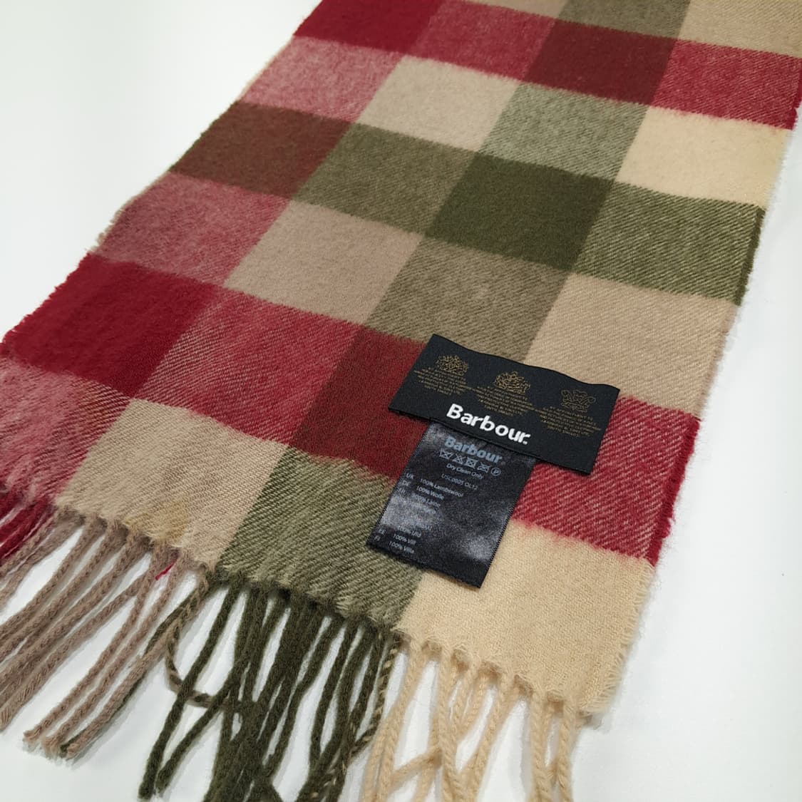 MX541 바버 램스울 블록체크 레드올리브 머플러 목도리 상품이미지3