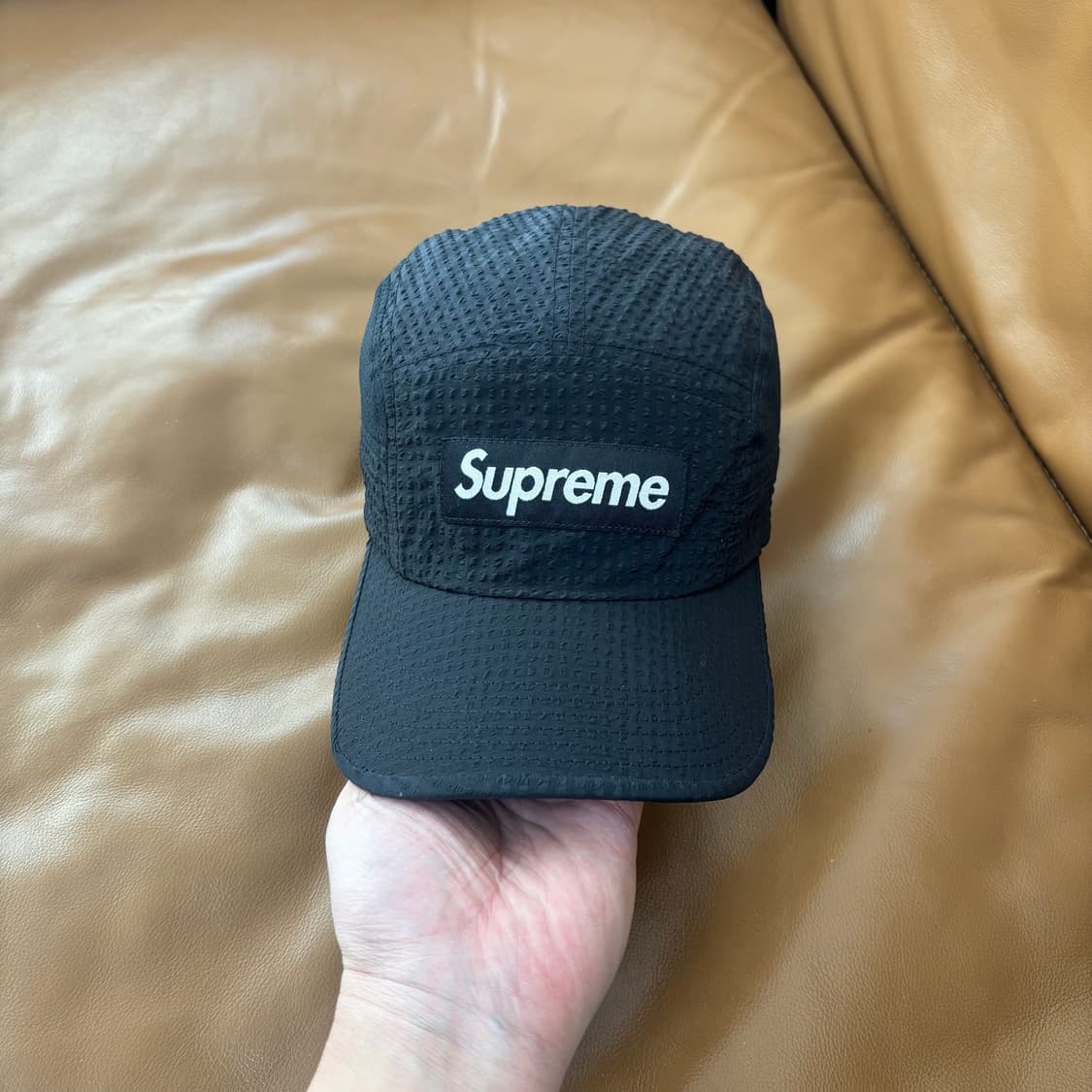 슈프림 캠프캡 모자 박스로고 21ss 시어서커 메쉬 블랙 상품이미지2