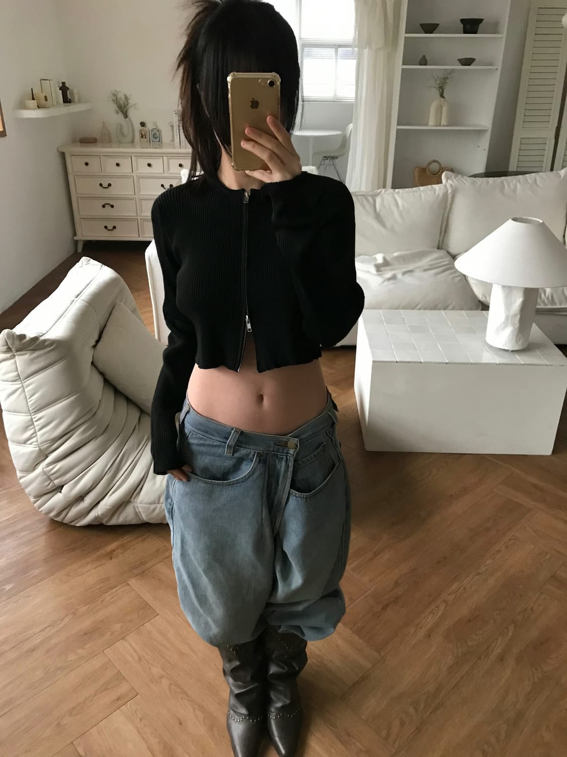 vintage black knit zip-up 상품이미지1