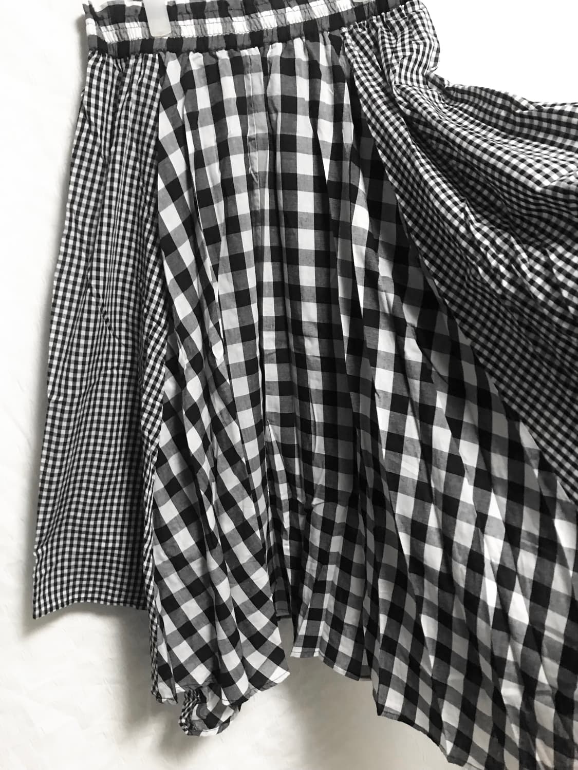 빈티지 니혼진 모리 체크 언발 롱 스커트 상품이미지5