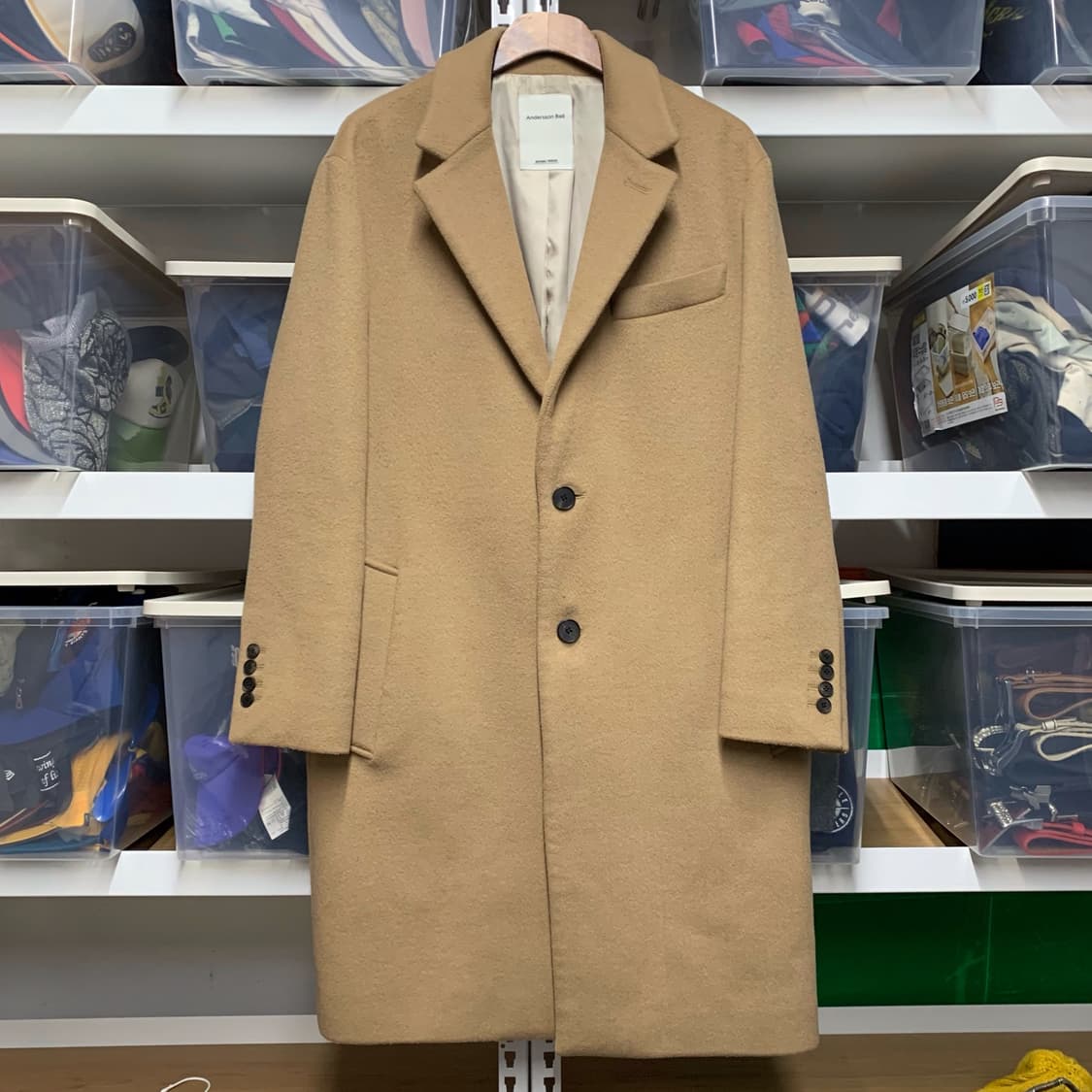 [M] 앤더슨벨 싱글버튼 울 혼방 롱코트 상품이미지2