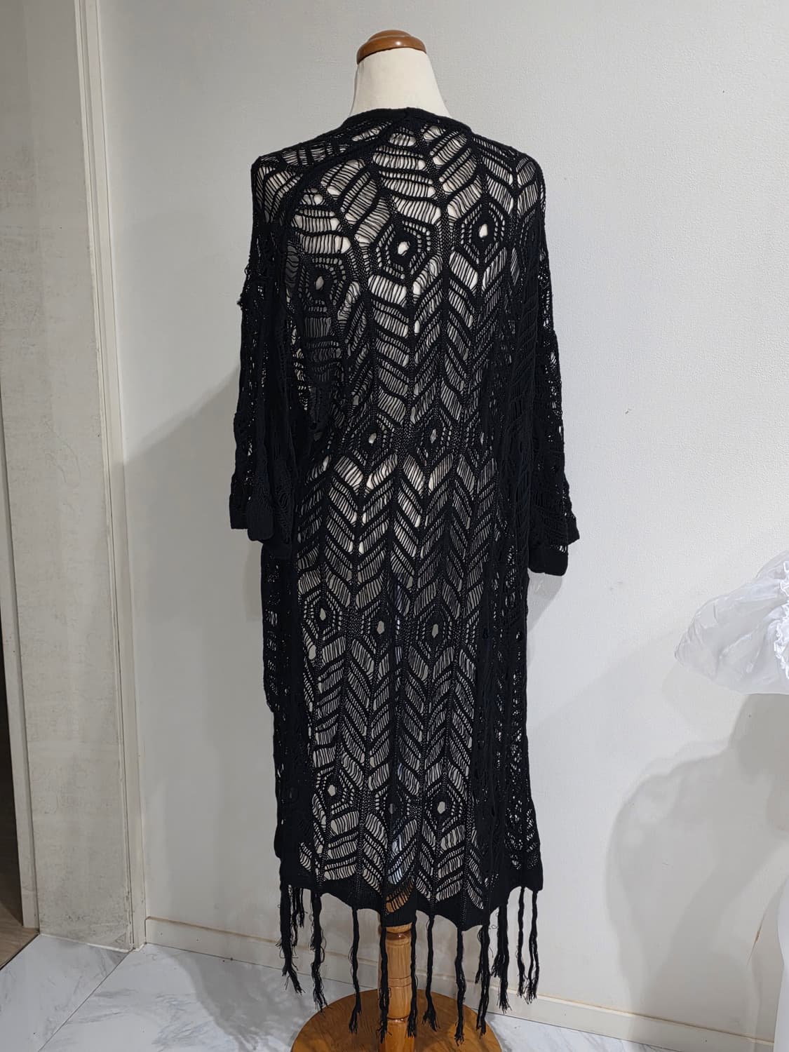 H&M 빈티지)블랙 니트짜임 여름 동남아휴양지 로맨틱 롱가디건 상품이미지2