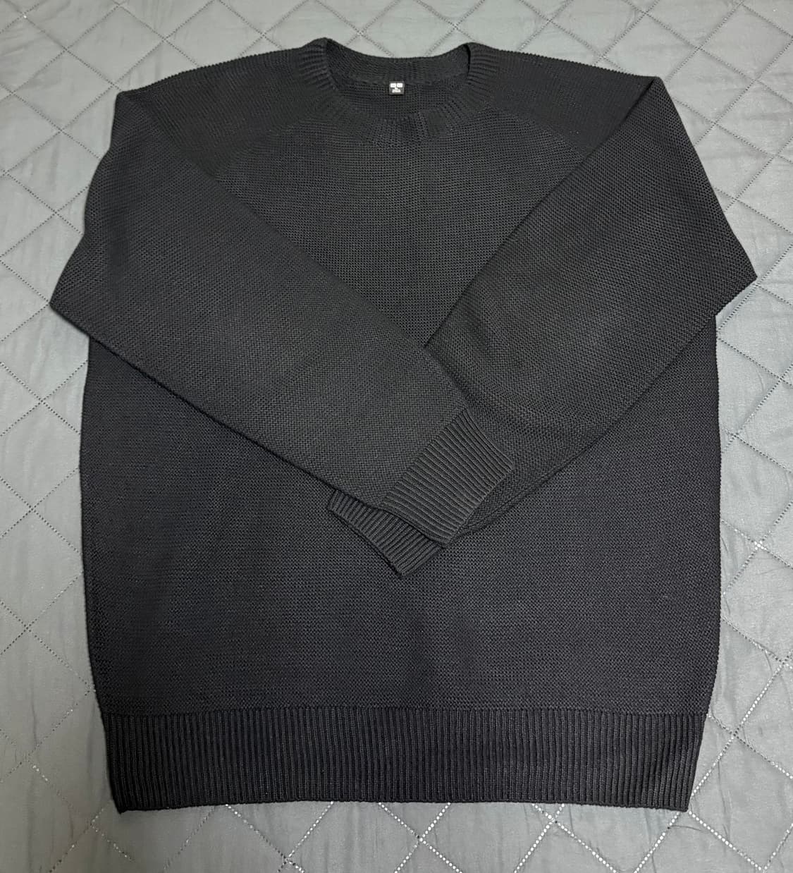 [XL] 유니클로 워셔블 3D 니트 크루넥 스웨터 블랙/블루 상품이미지1