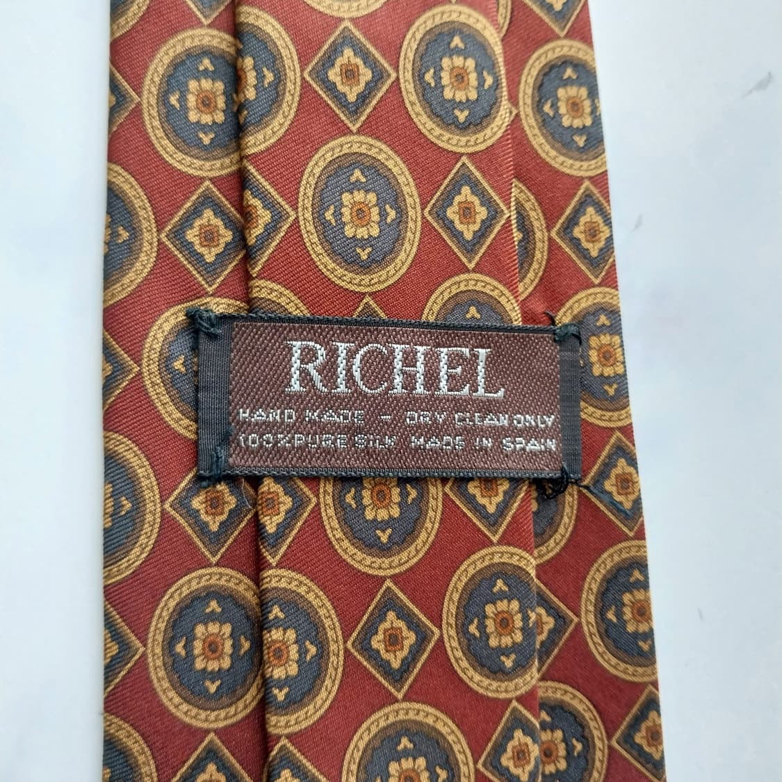 리첼 실크 와인 브라운 패턴 넥타이 8.9cm A+등급 K2460 상품이미지10