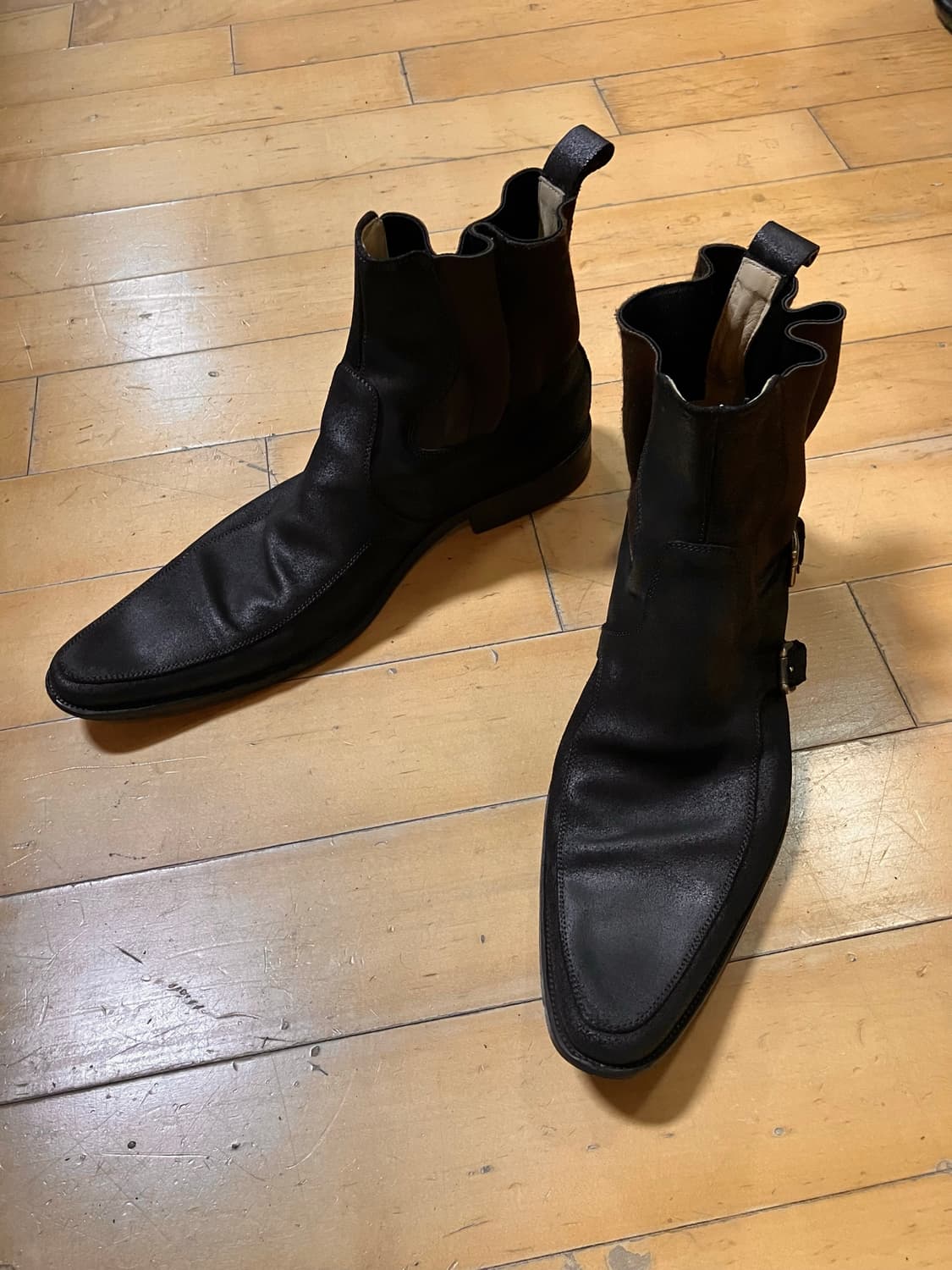 D&G 90s 돌체앤가바나 워시드 가공 롱노즈 더블 버클 부츠 280 상품이미지3