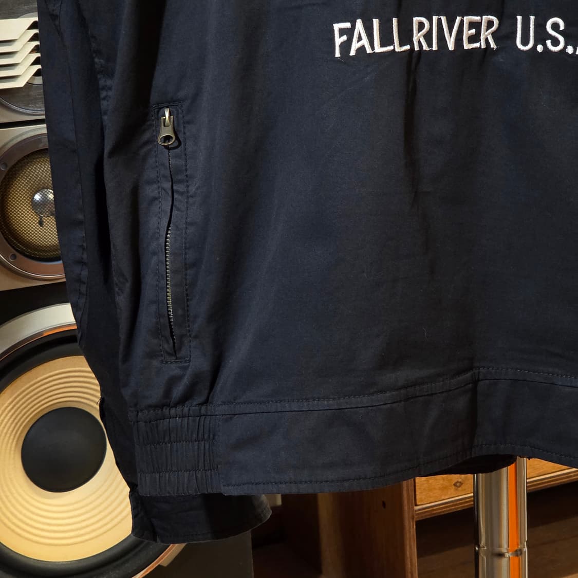 밴슨 레더 블랙 코튼 자수 패치 바이커 자켓 상품이미지3