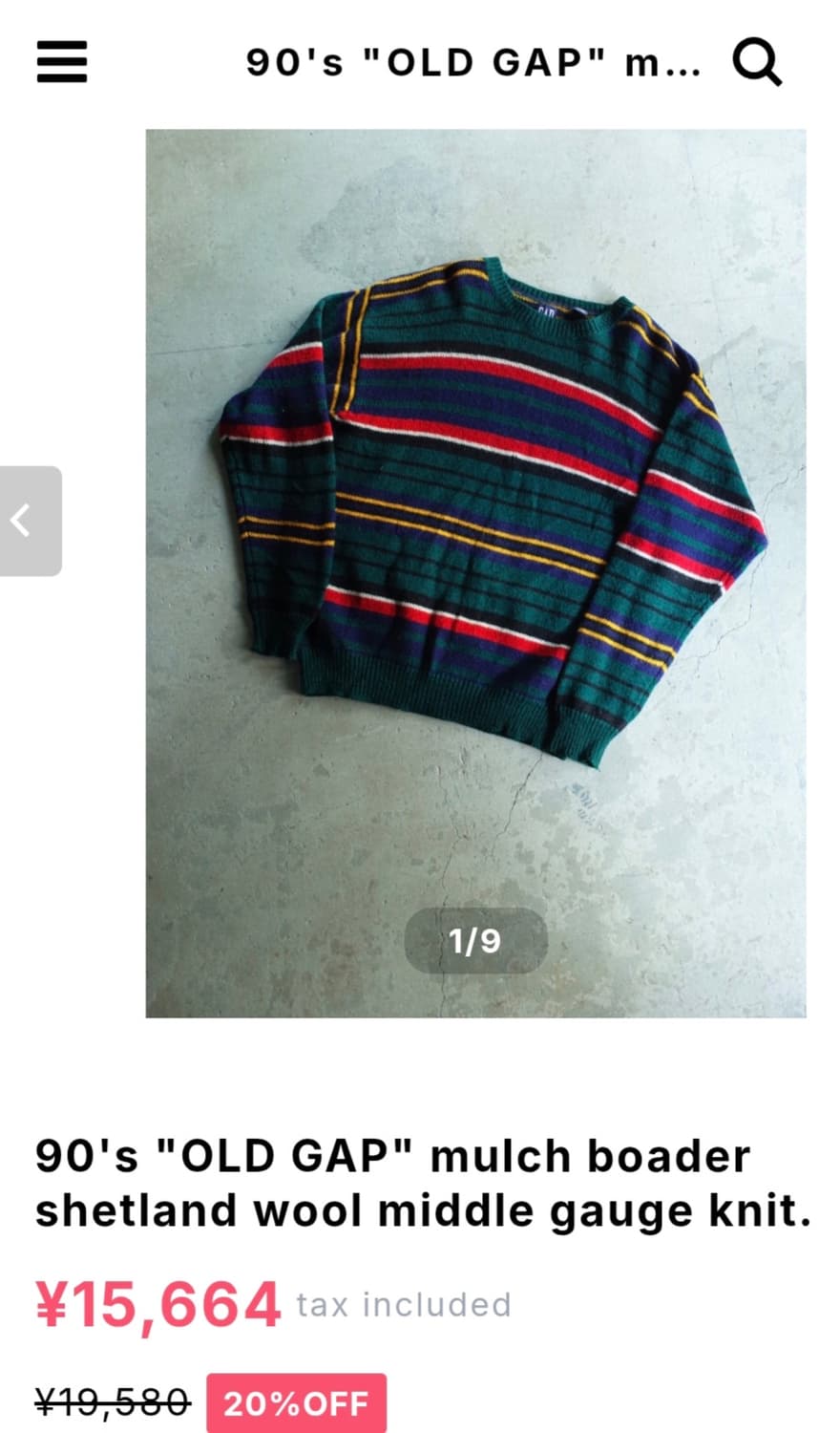 90s old gap 울100 니트 상품이미지5