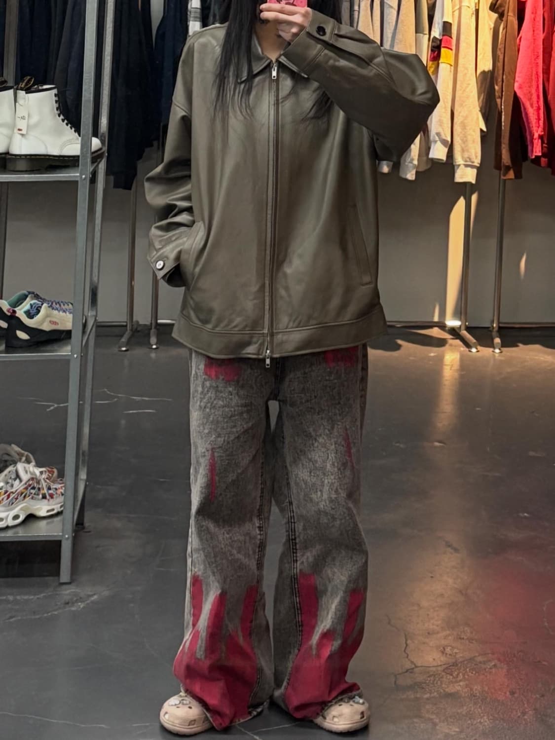 도프제임슨 카키그레이 투웨이 레더자켓 A3440 상품이미지1