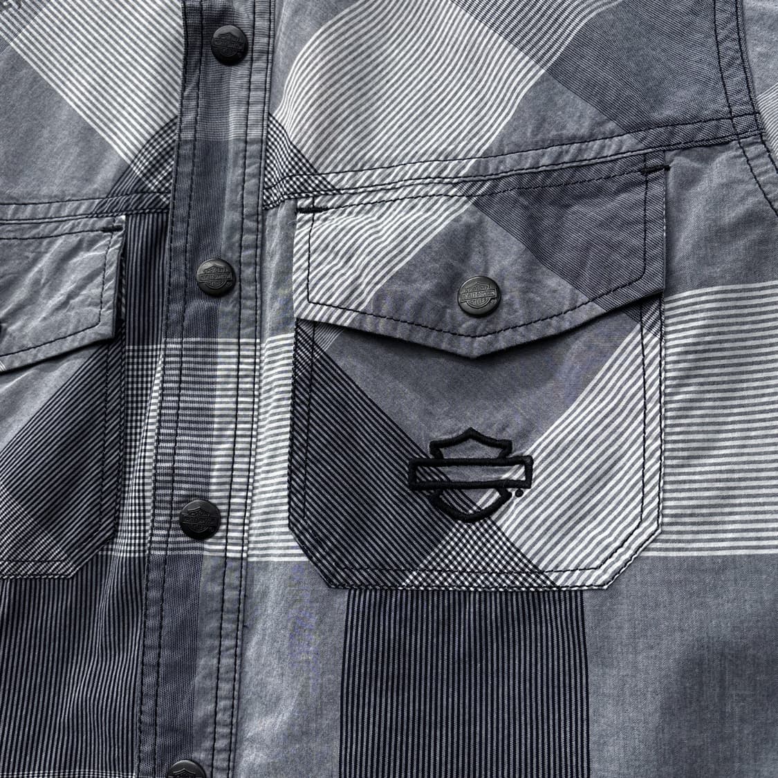 할리데이비슨 스트라이프 믹스 체크 실루엣 쉴드자수 워크셔츠 N1184 상품이미지5