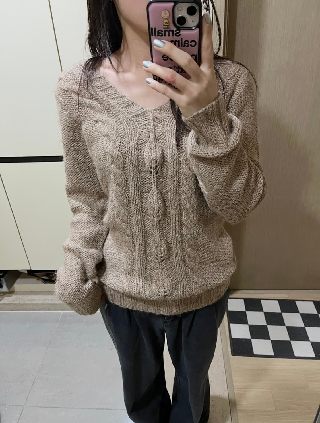 베이지 꽈배기 니트 상품이미지1