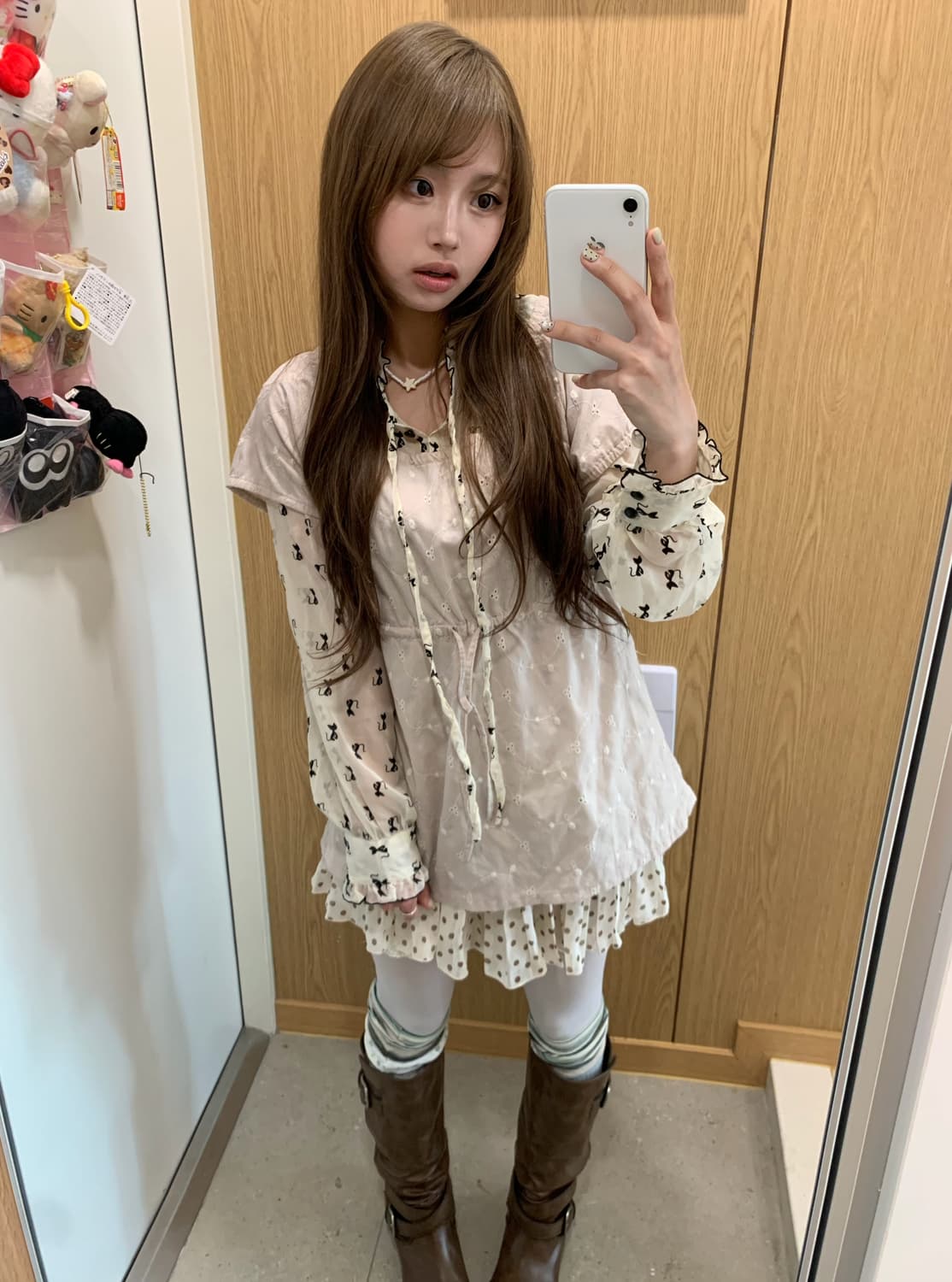 베이지 아이보리 네코 히메 모리걸 니혼진 코디세트 상품이미지3