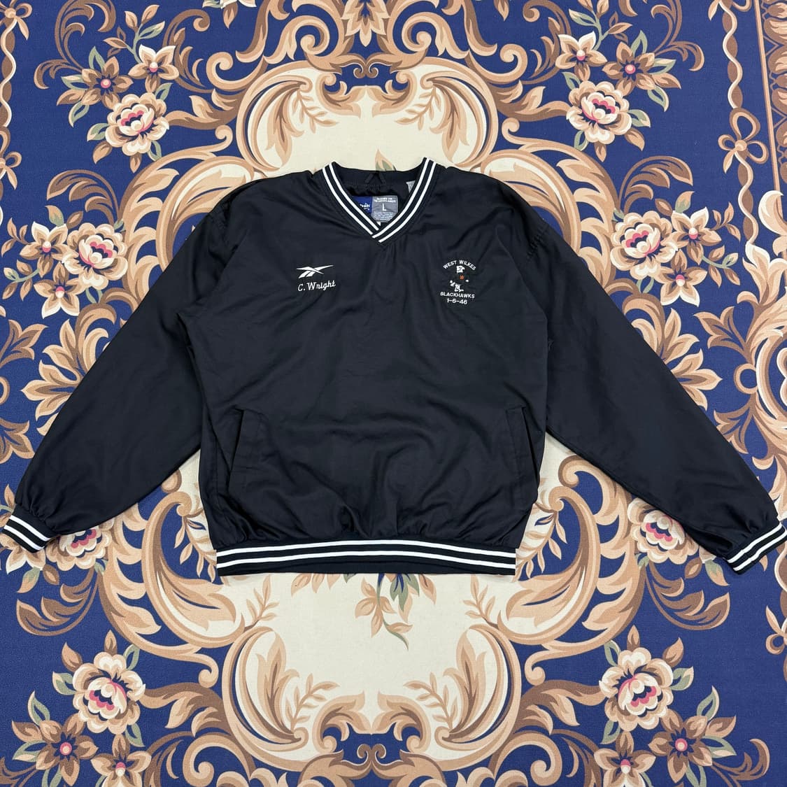 (L)90s 리복 Reebok 웜업 바람막이(블랙,검흰) 상품이미지1