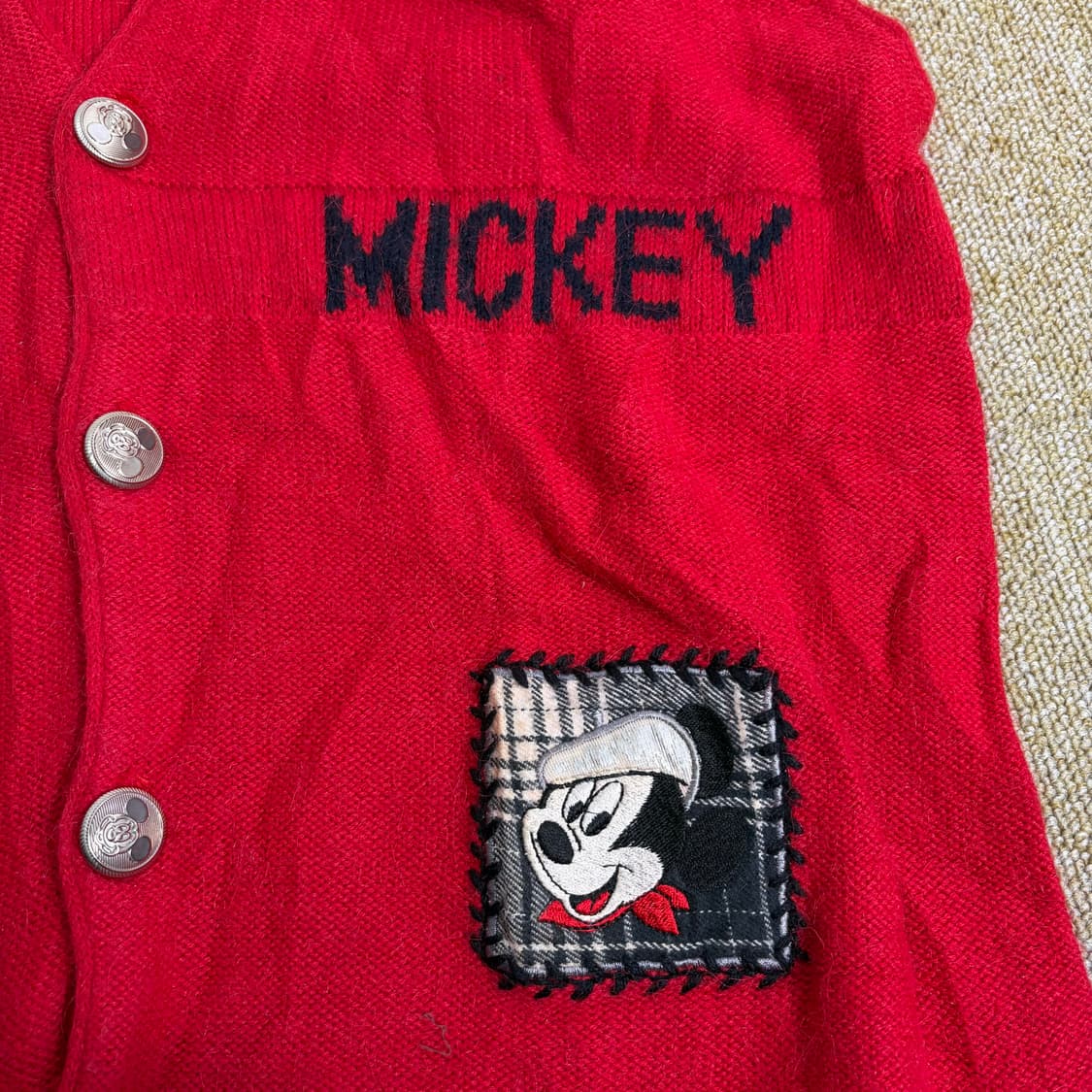 빈티지 미키마우스 니트 조끼 레드(Free) 상품이미지4