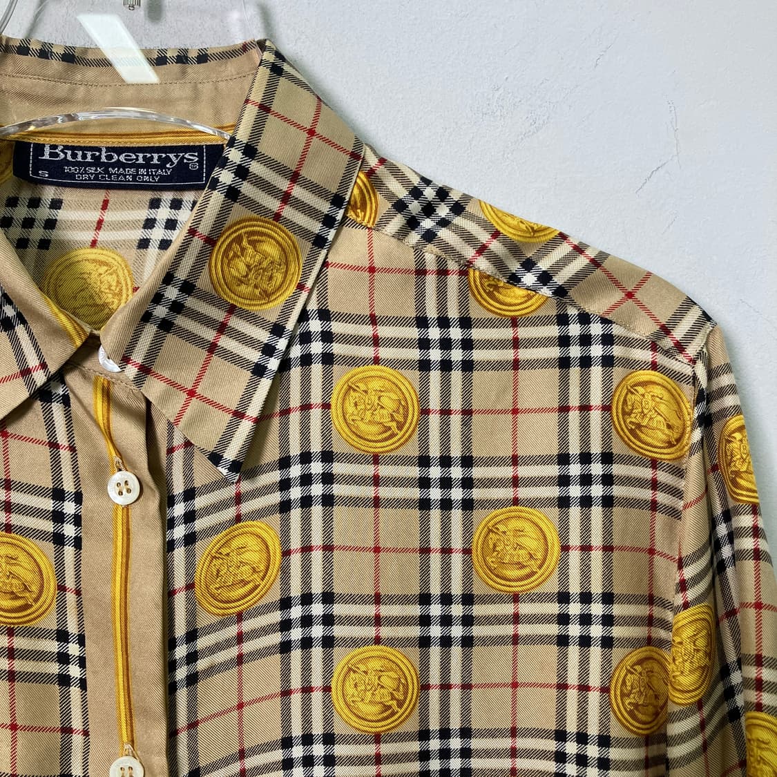 버버리 빈티지 노바 체크 실크 셔츠 S 상품이미지4