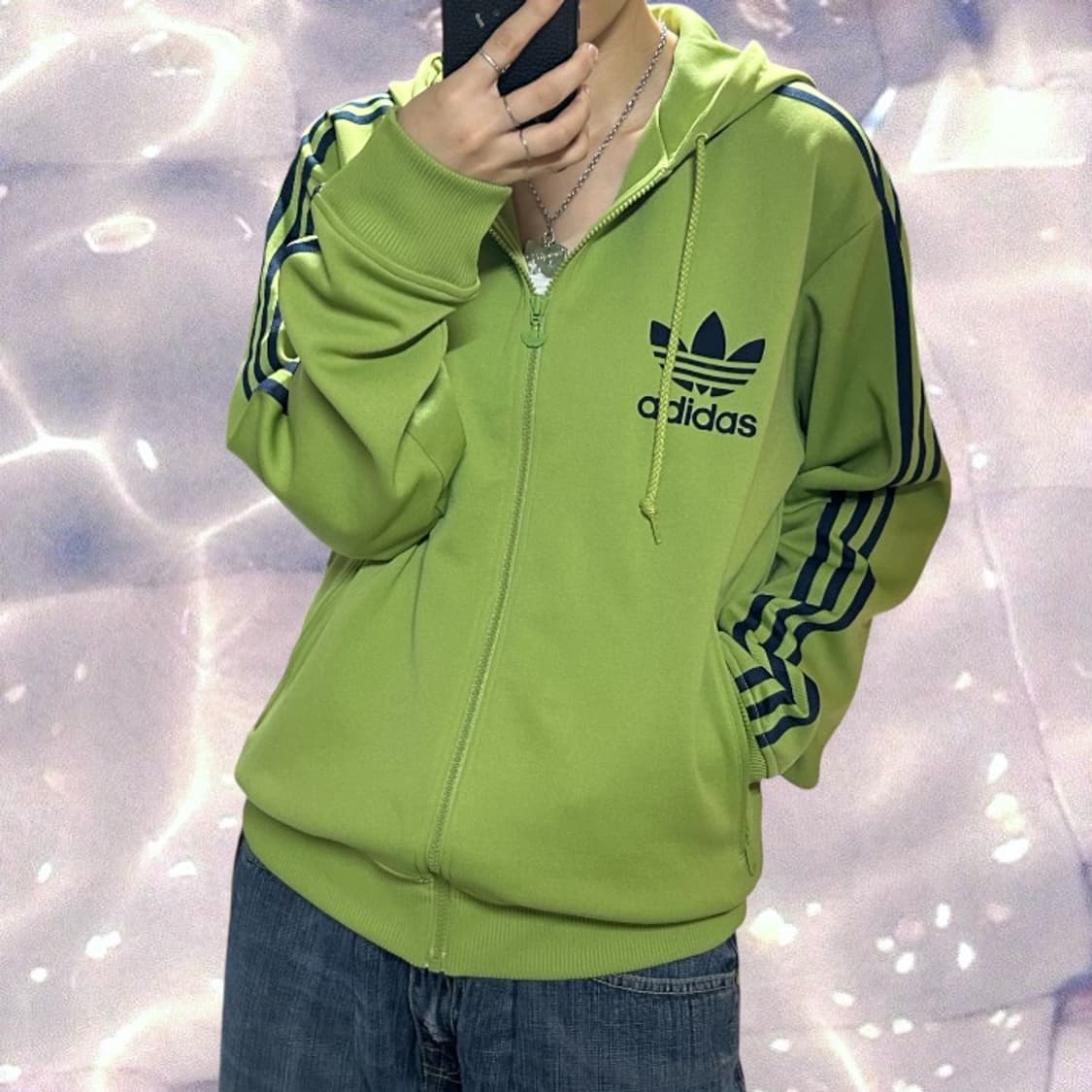 00s 아디다스 플락 후드 집업 져지 그린 연두 말차맛 초록 110 2X 상품이미지2