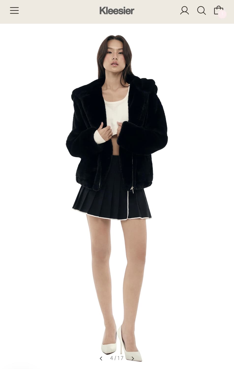 클리시어 kleesier 피치 푸딩 퍼 자켓 판매해요 퍼자켓 퍼후드 코트 상품이미지5