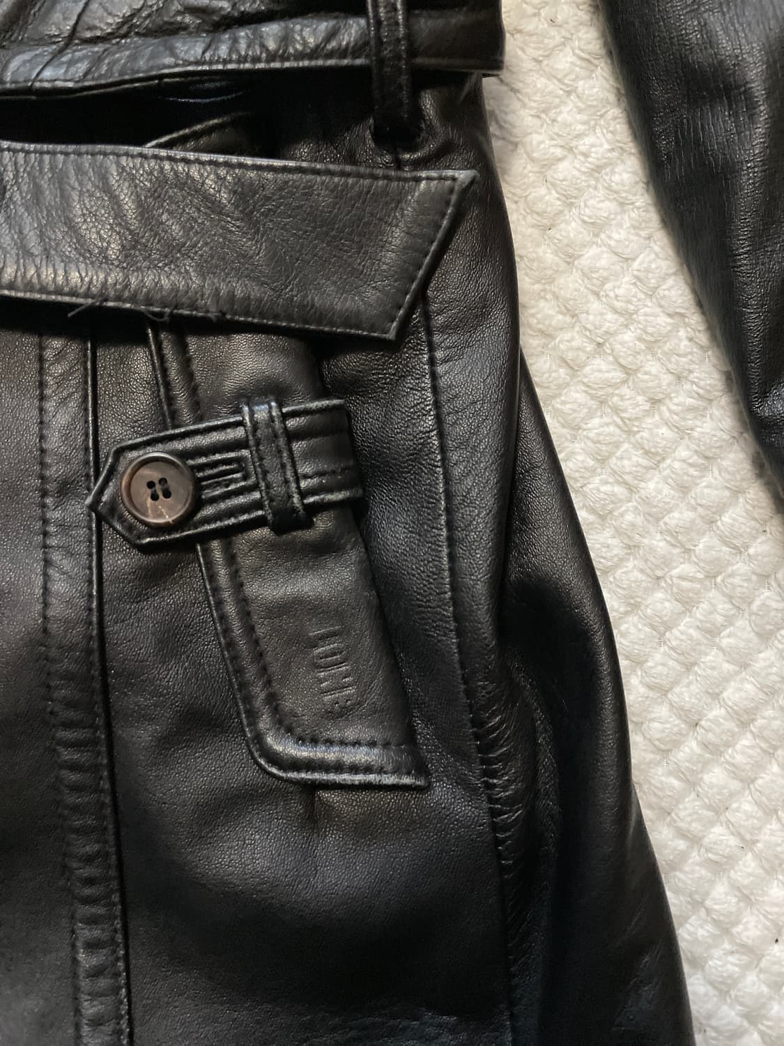 JUUN.J 준지 정욱준 LONE 웨스턴 무드 양가죽 더블 레더 코트 상품이미지5