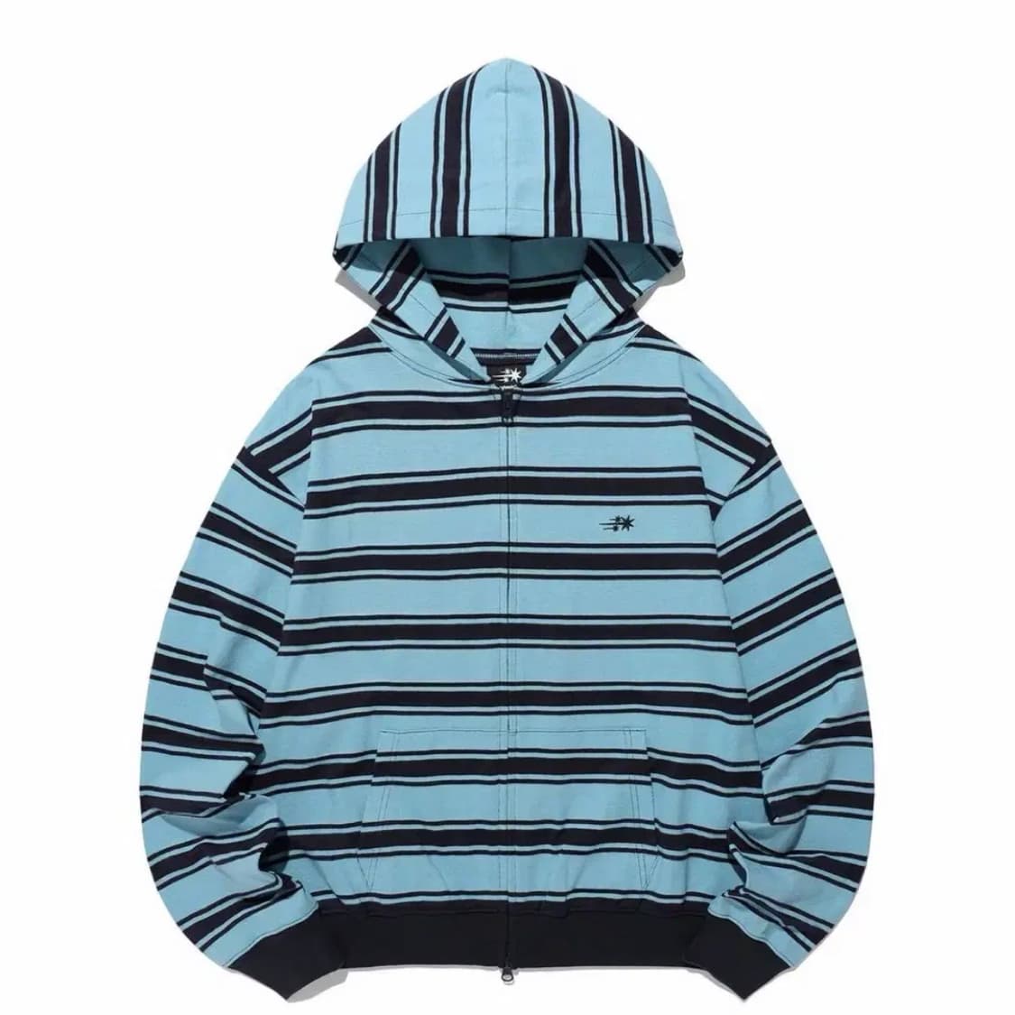 나이스고스트클럽 멀티 스트라이프 3스타 후드집업 네이비 소라 민트 투웨이 상품이미지1