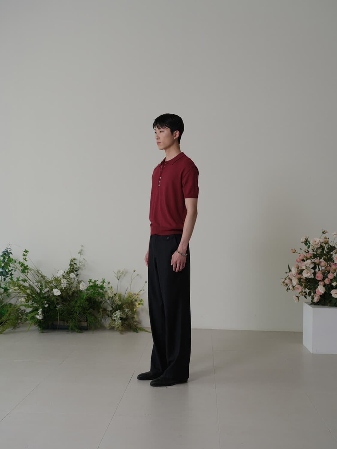 (1) 웨이비니스 피슈어 스트라이프 레이어드 슬랙스 블랙 상품이미지3