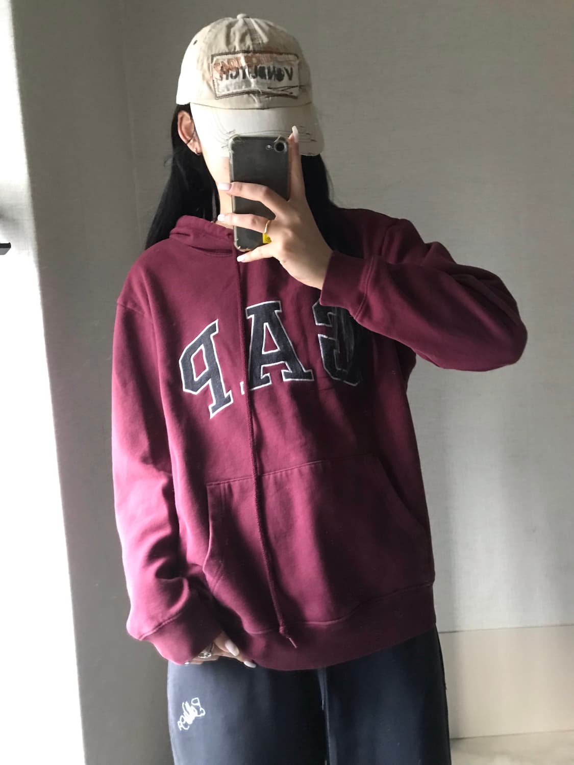 갭 버건디 후드티 상품이미지5